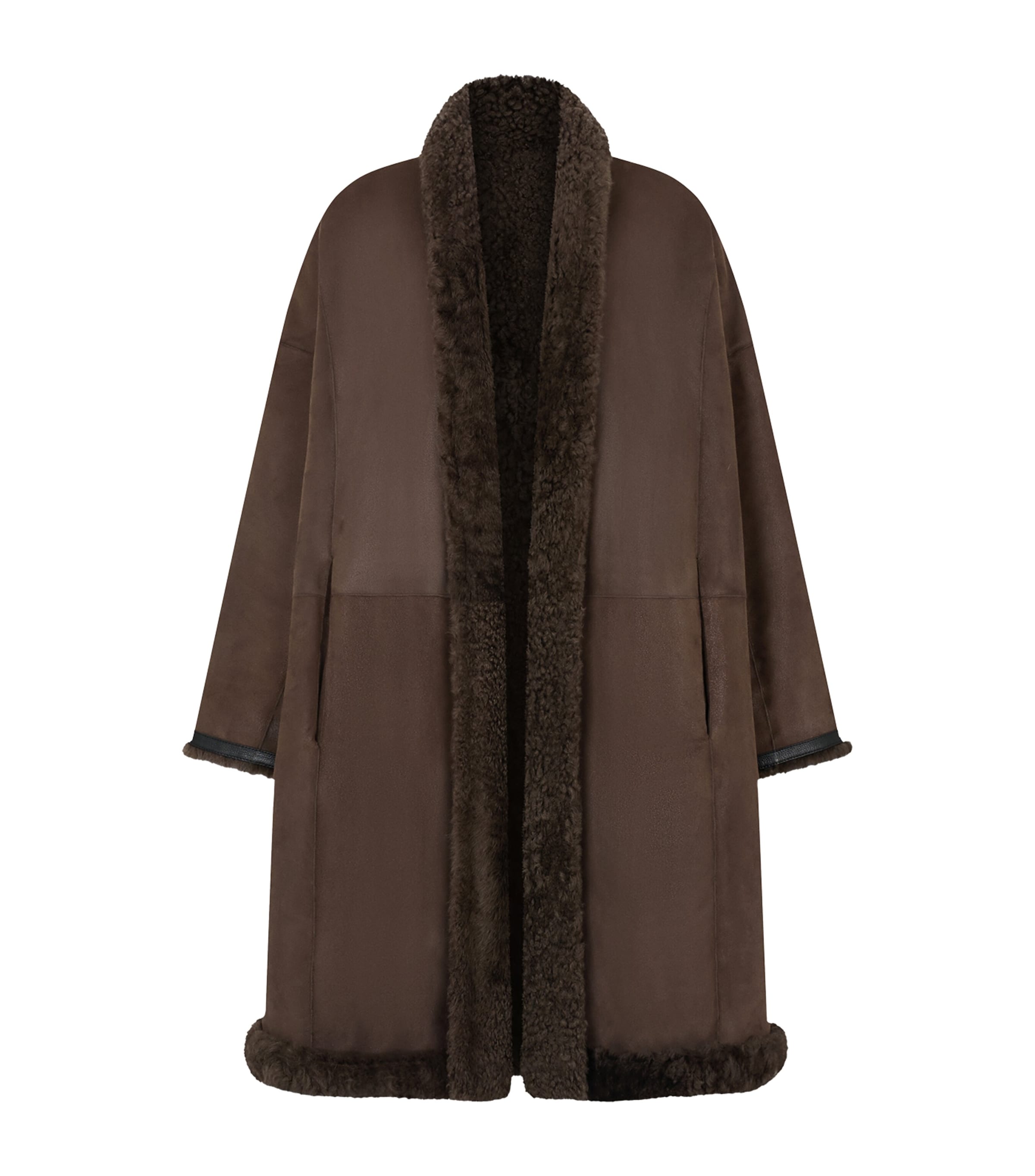 TOM FORD Womens Shearling Reversible Cocoon Coat Cfb Image 5