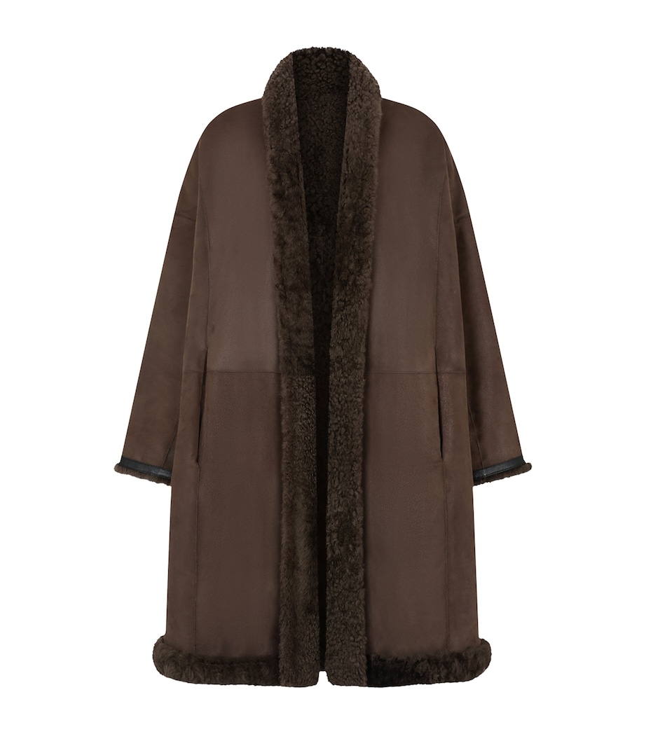 TOM FORD Womens Shearling Reversible Cocoon Coat Cfb Image 5