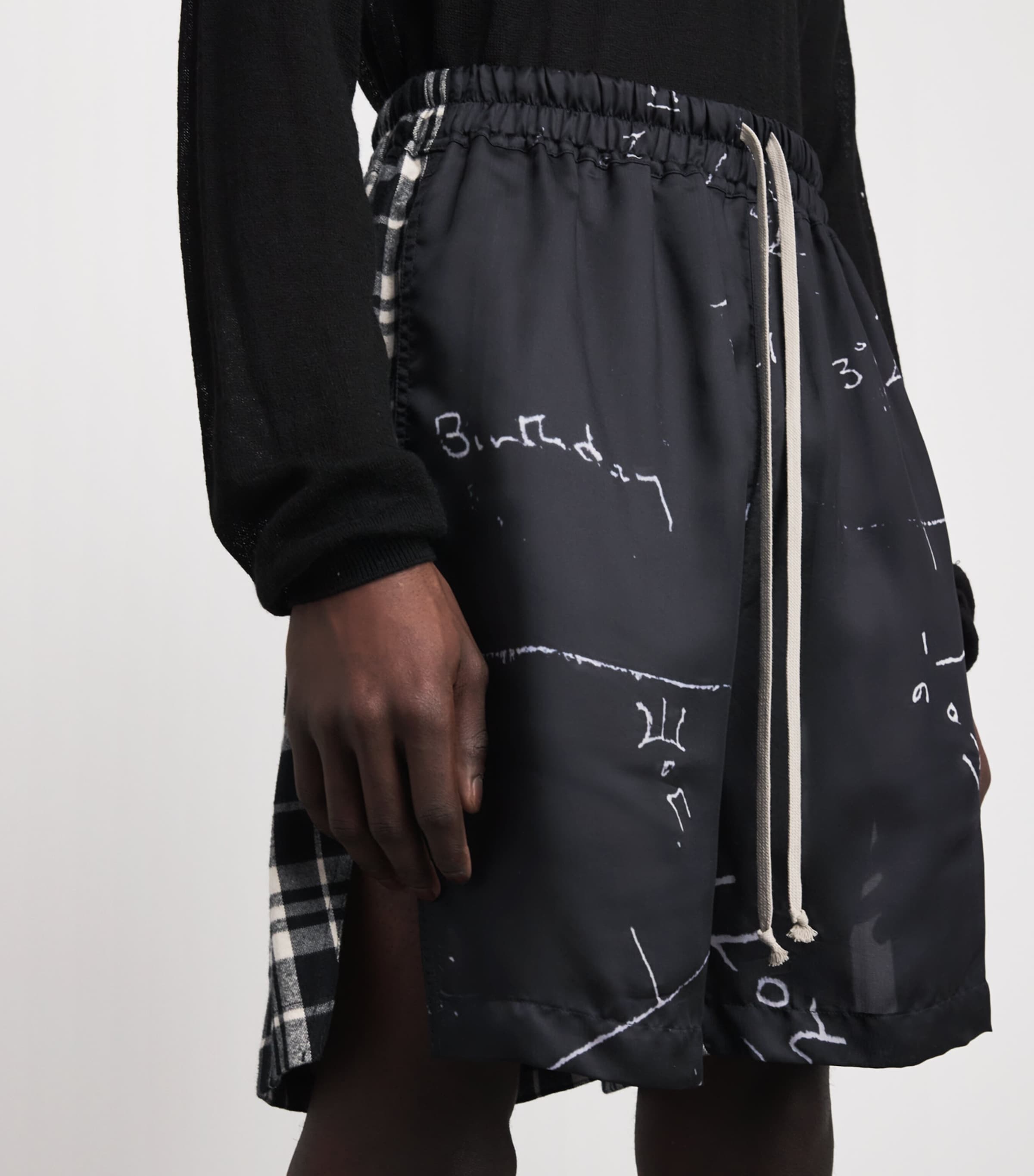 Rick Owens Mens Cotton Flannel Shorts Image 3