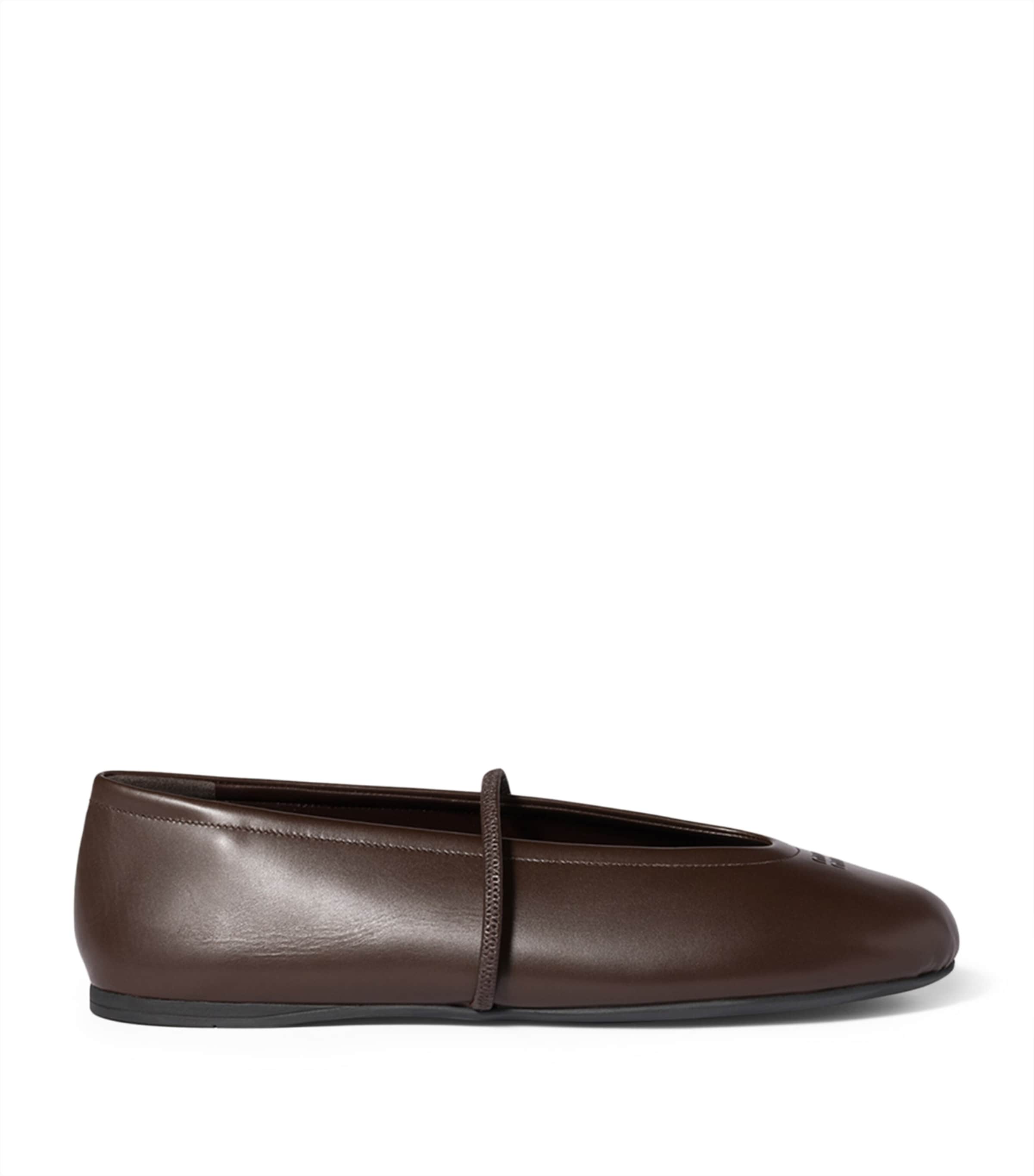 Miu Miu Nappa Leather Mary Jane Ballet Flats Brown Image 1