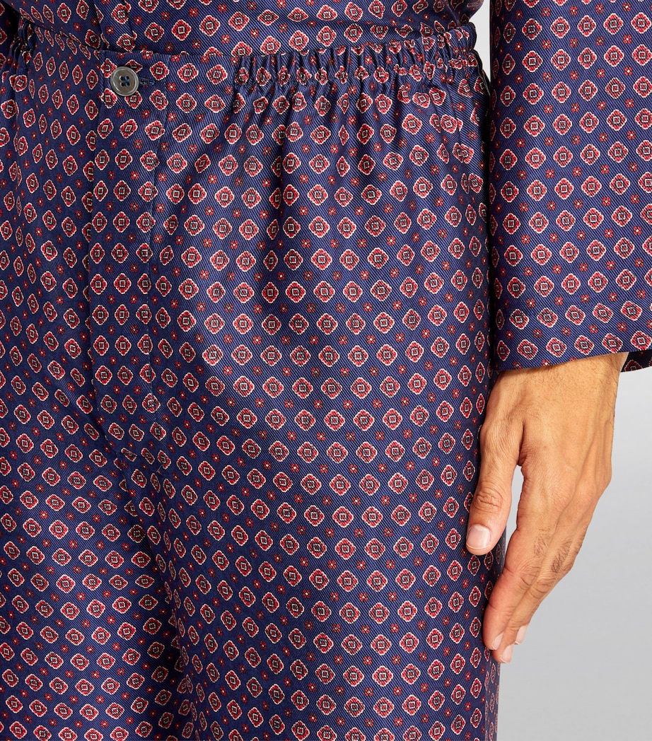 Silk Geometric Print Pyjama Set NAVY/RED Image 4