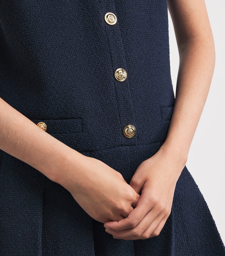 Tweed Buttoned Mini Dress NAVY Image 6