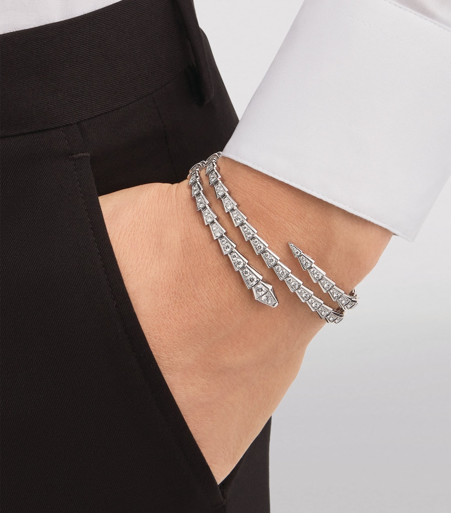 Bvlgari Medium White Gold and Diamond Serpenti Viper Bracelet White Gold Image 3