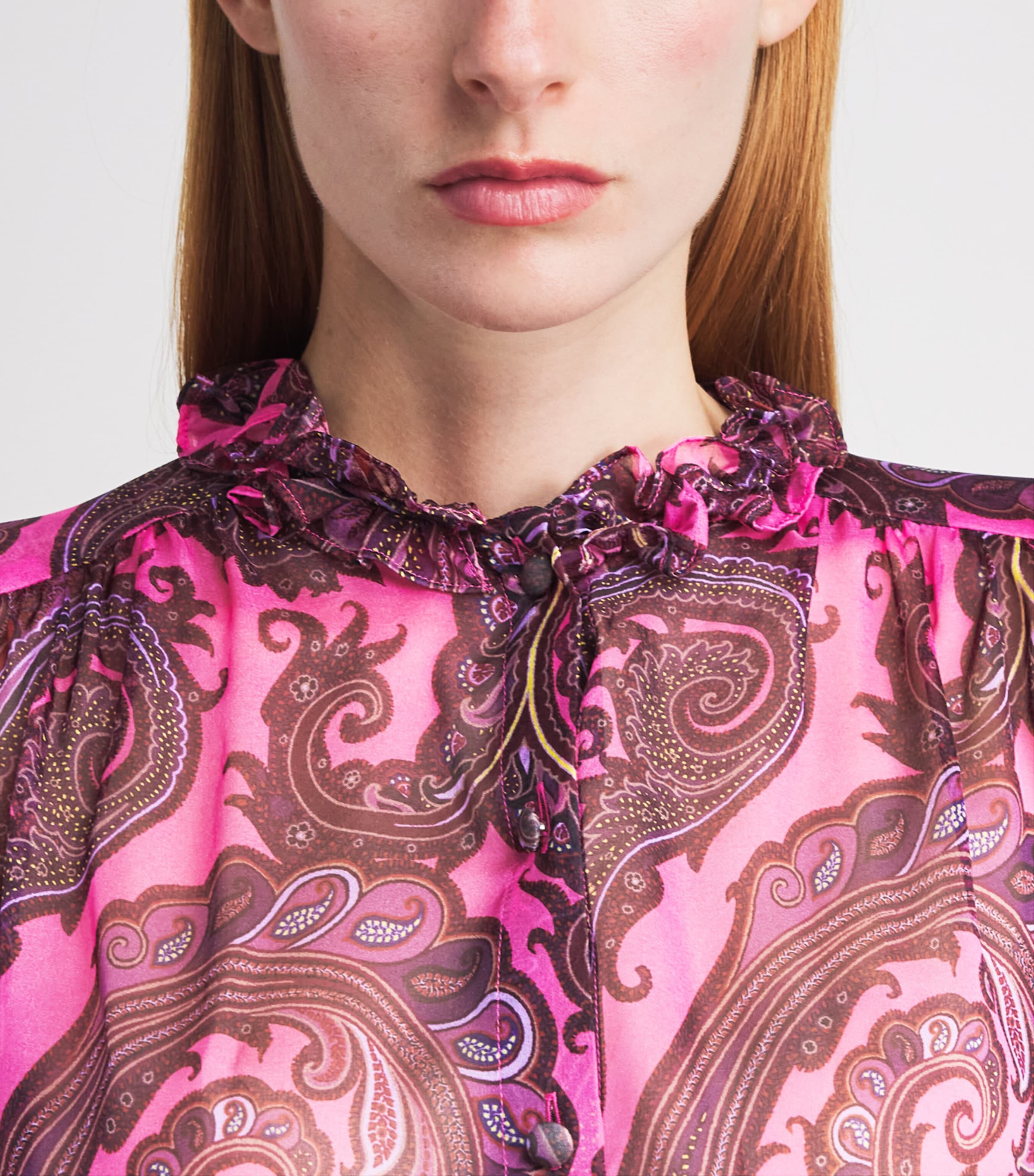 Etro Womens Silk Paisley Blouse Print/pink Bs Image 3