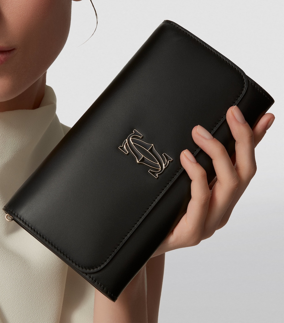 Leather C de Cartier Chain Wallet BLACK Image 3