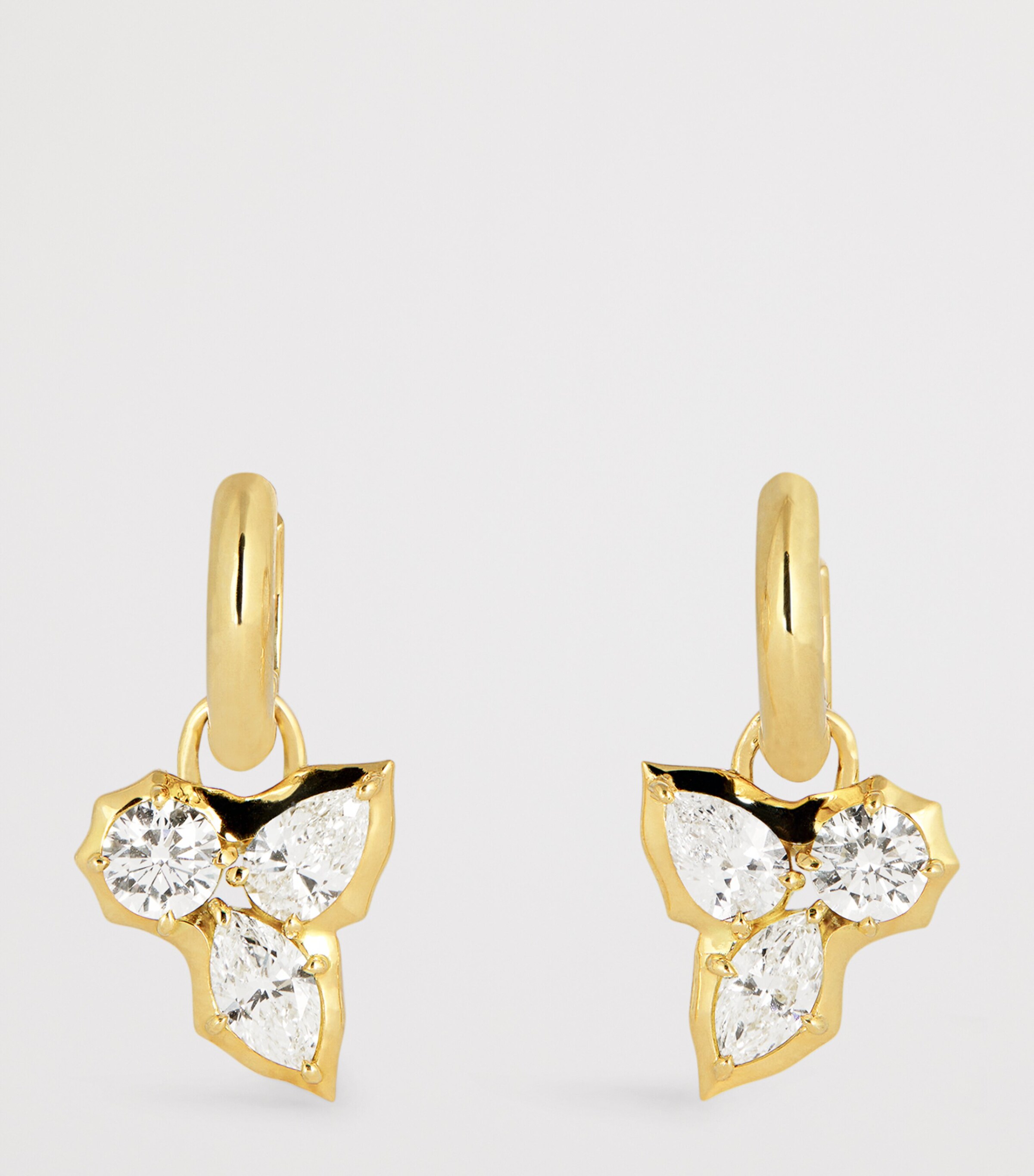 Yellow Gold and Diamond Poppy Huggie Earrings YELLOW GOLD Image 3