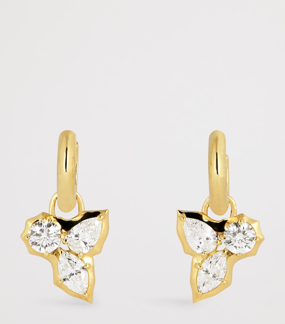 Yellow Gold and Diamond Poppy Huggie Earrings YELLOW GOLD Image 3