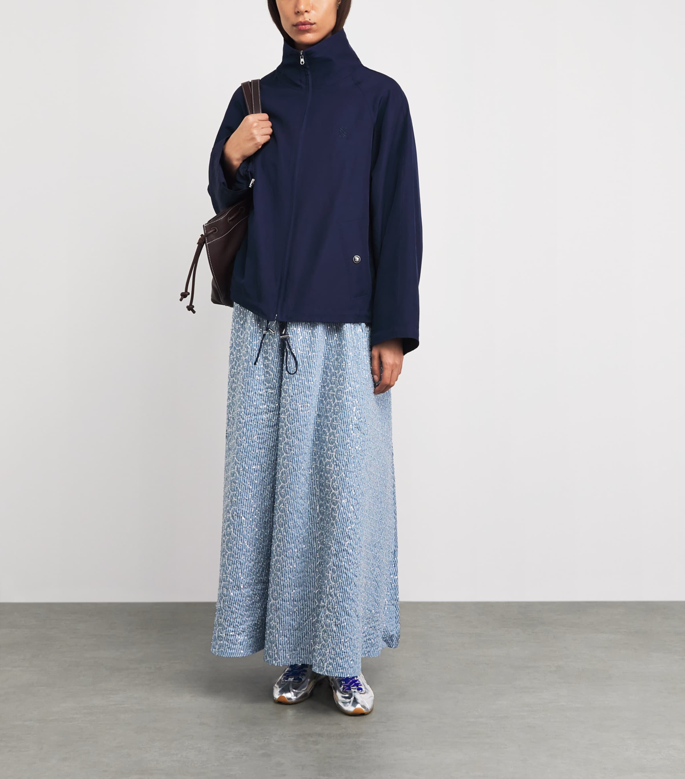 Sandro Paris Metallic Leather Light Wave Sneakers Silver Image 4