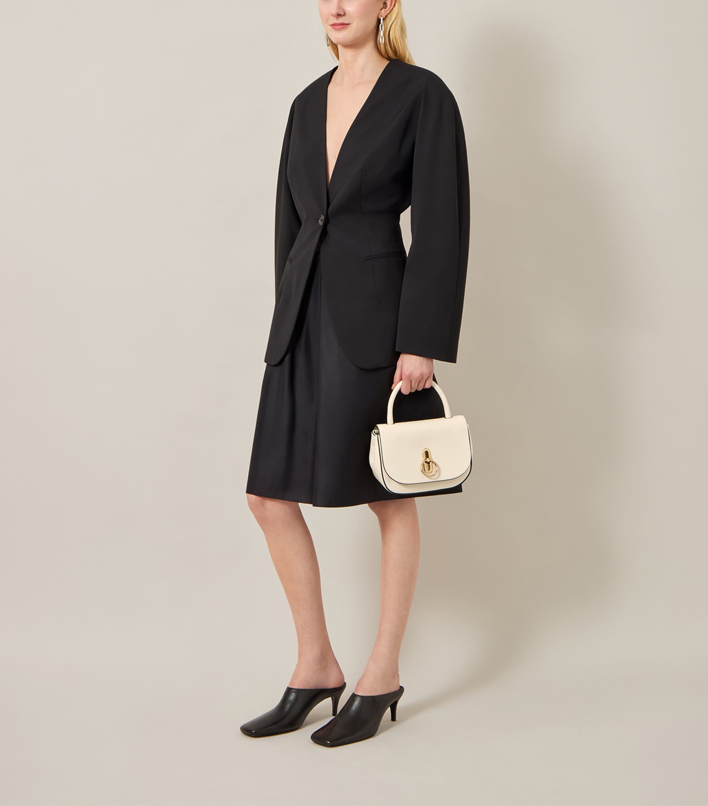 Mulberry Small Leather Amberley Top-Handle Bag Eggshell Image 2