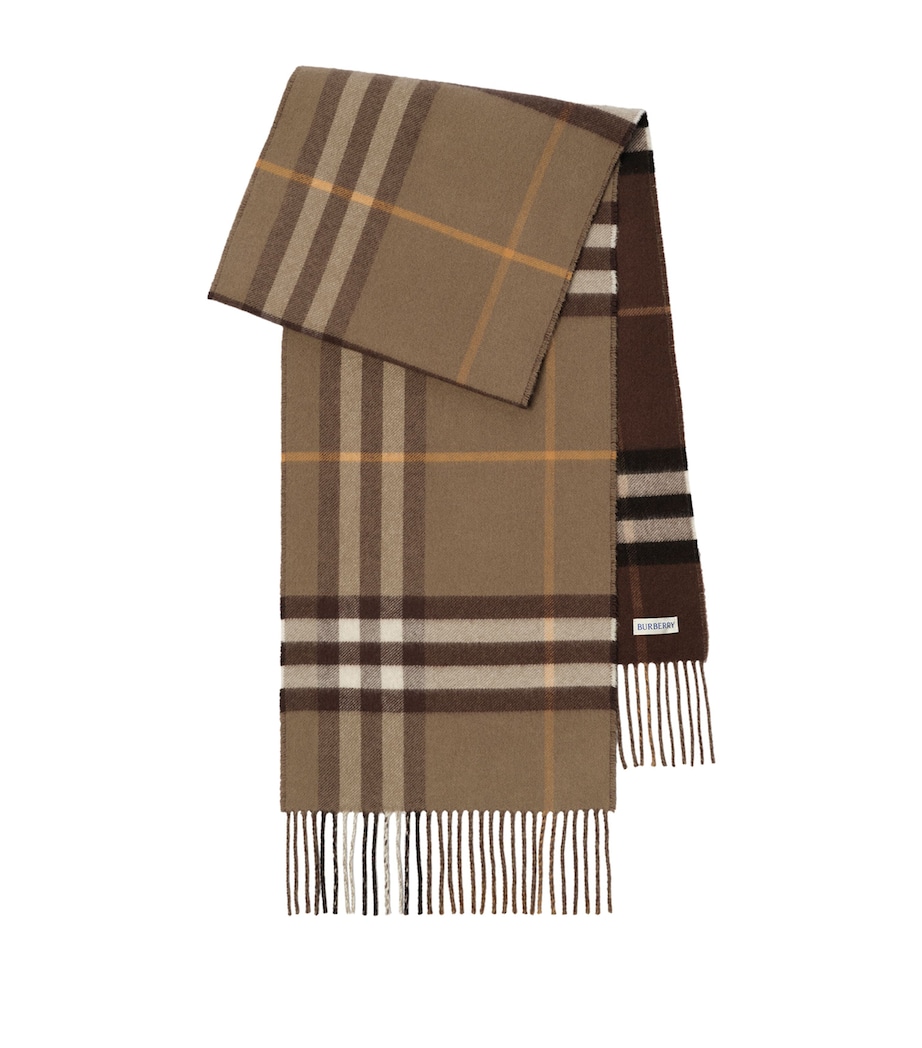 Burberry Reversible Cashmere Check Scarf Vole Brown/treacle Image 1