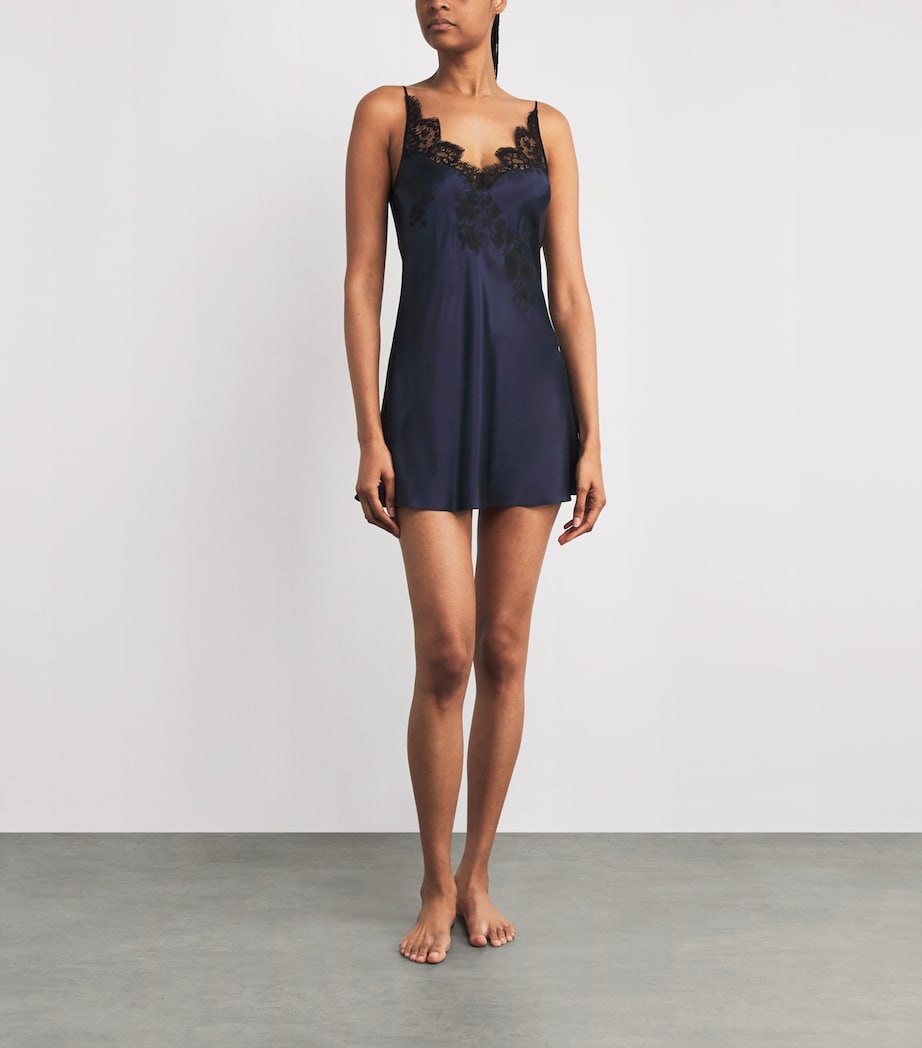 Silk Babydoll Julia Slip Dress MARINEBLUE/BLACK Image 2