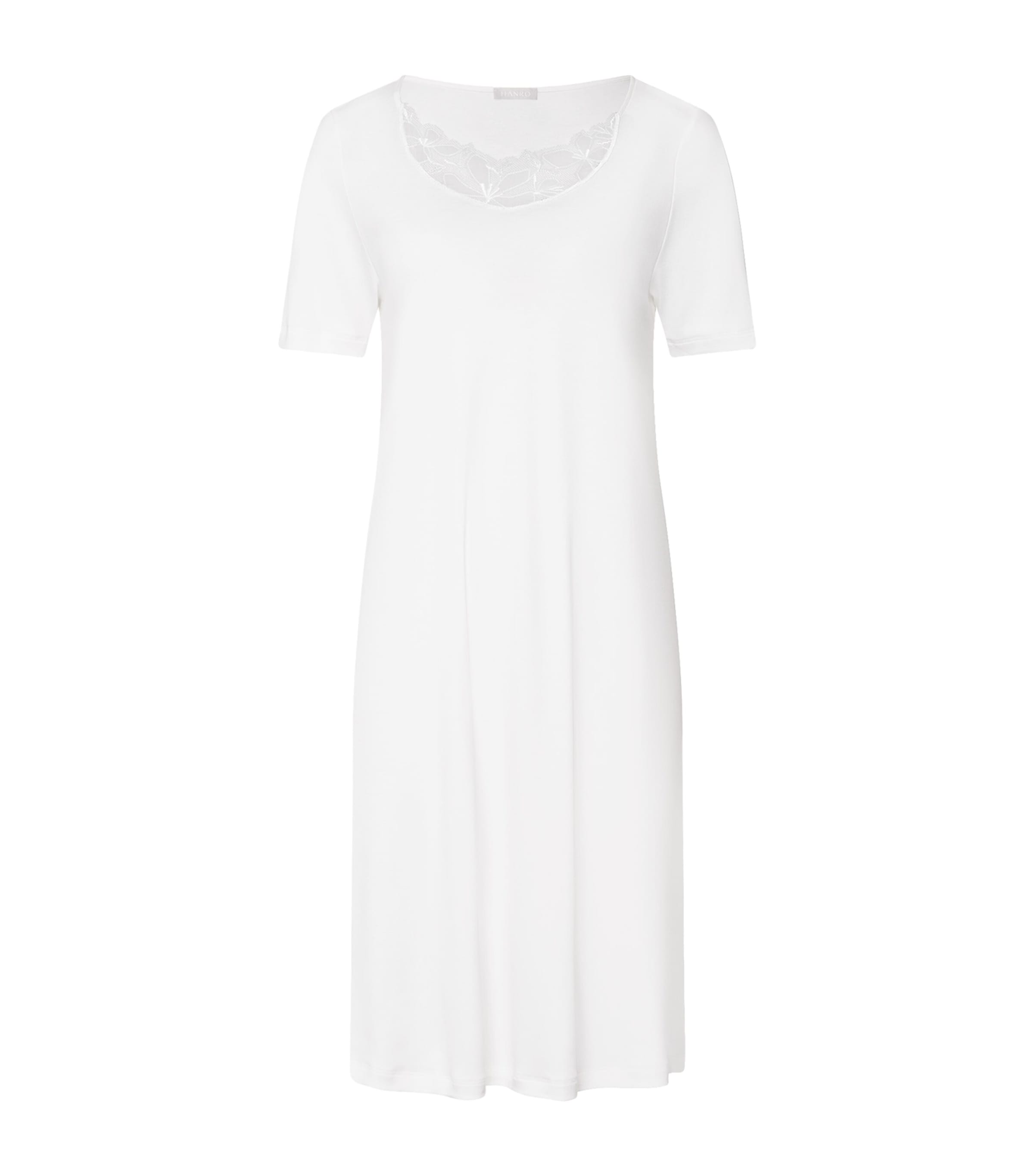 Hanro Silk-trim Mercerized Cotton Nightgown In White