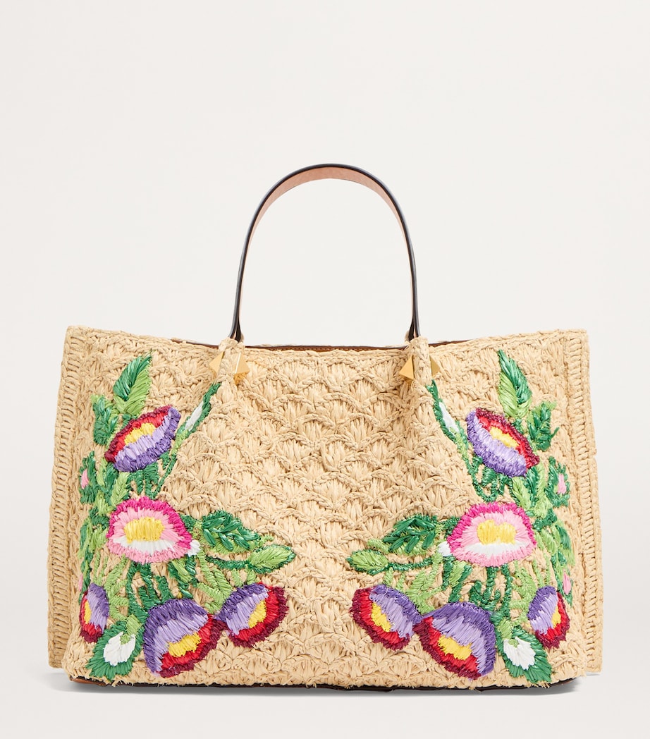 Raffia Floral VLogo Tote Bag R9F Image 2