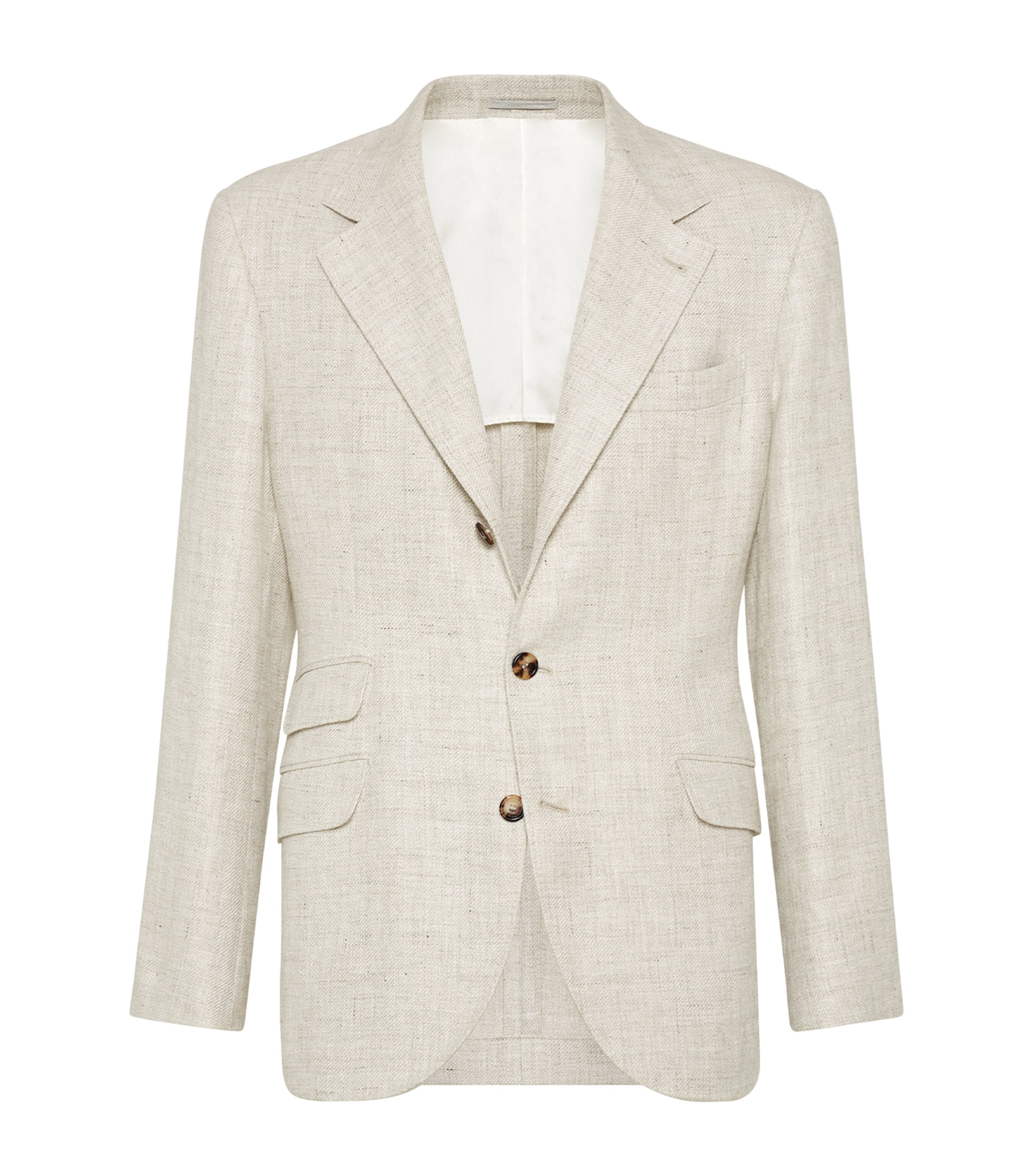 Shop Brunello Cucinelli Linen-wool-silk Single-breasted Blazer In Beige