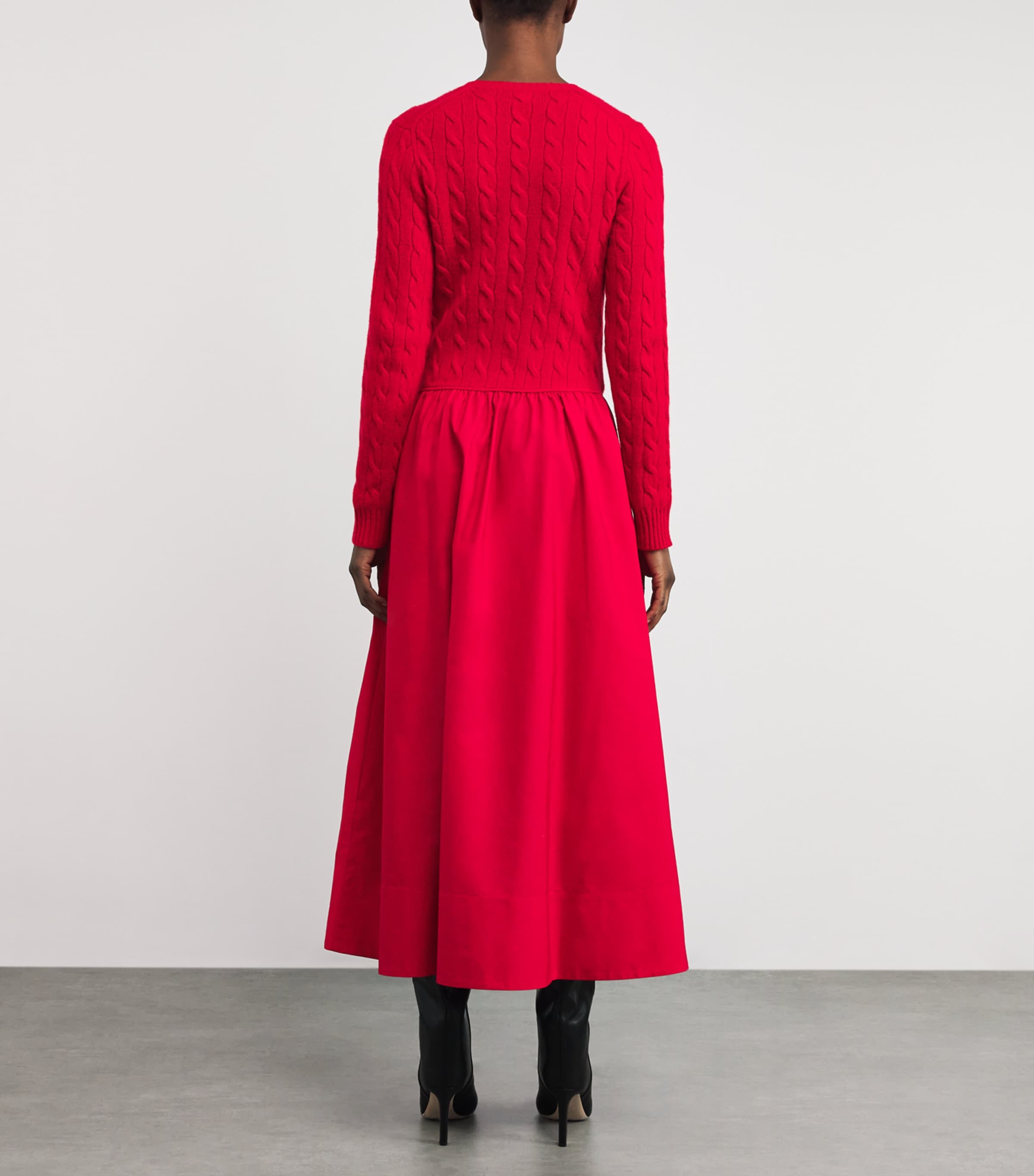 Cotton Cable-Knit Maxi Dress RL2000 RED Image 3