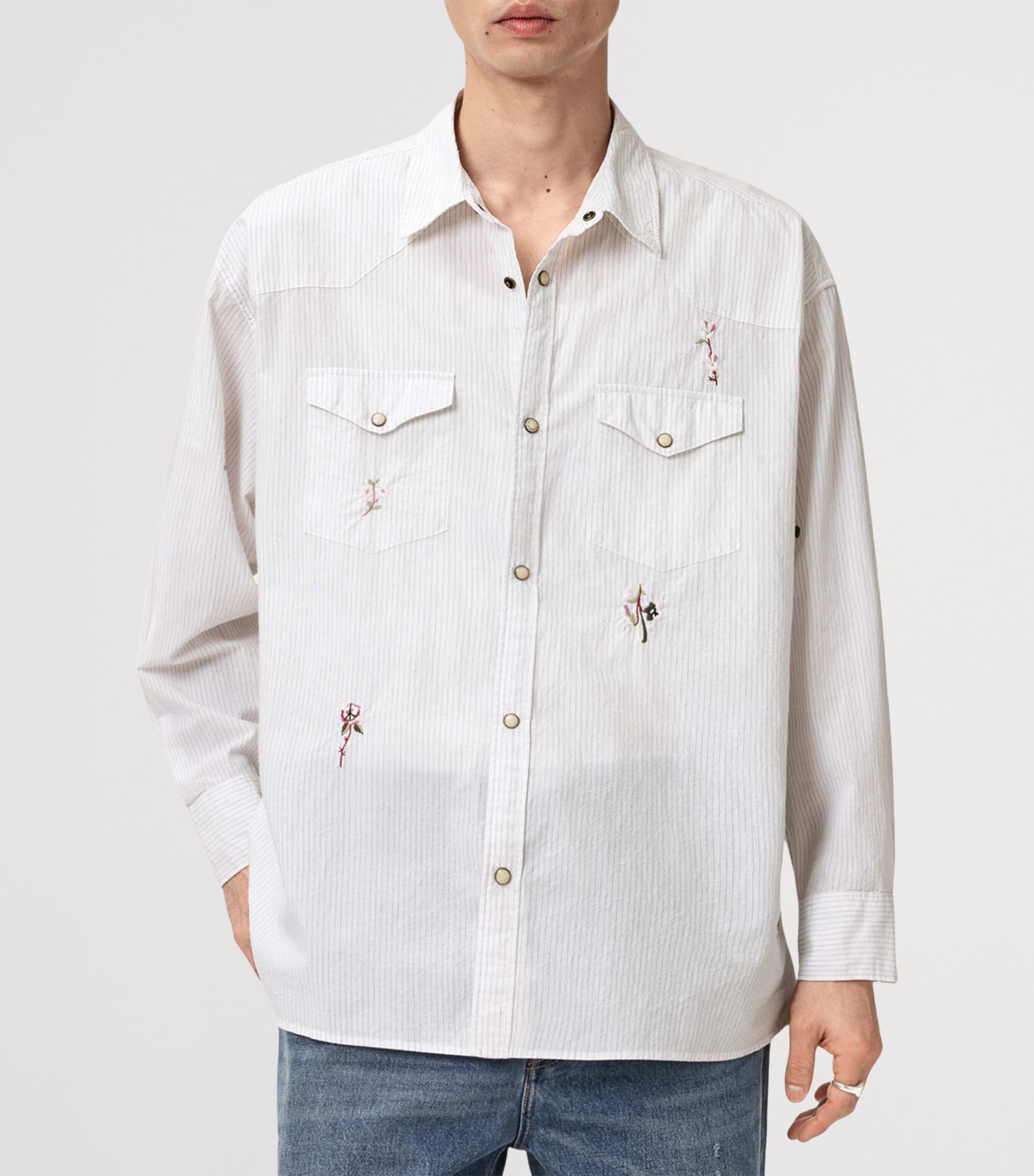 AllSaints Mens Organic Cotton Portman Shirt Off White Image 5