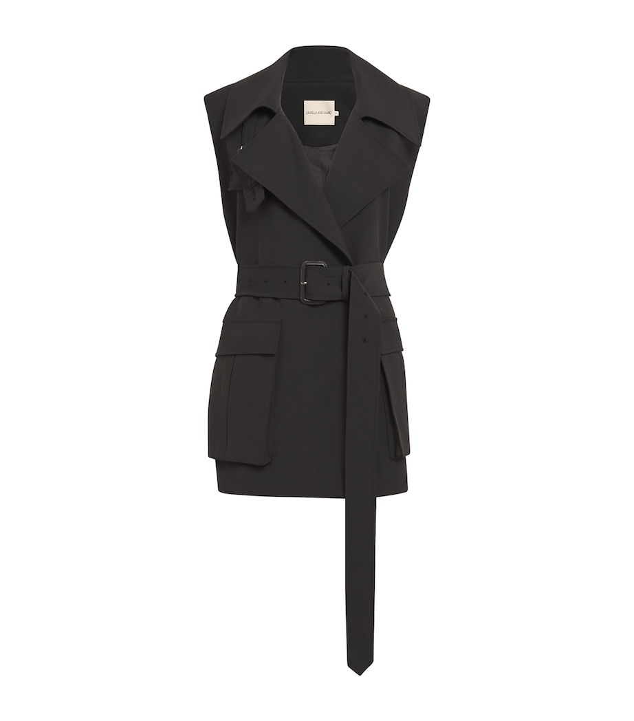 Sleeveless Belted Corinthian Jacket DBLK BLACK Image 1