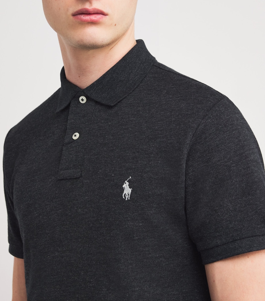 Polo Ralph Lauren Mens Cotton Mesh Slim-Fit Polo Shirt Black Marl Heather Image 6