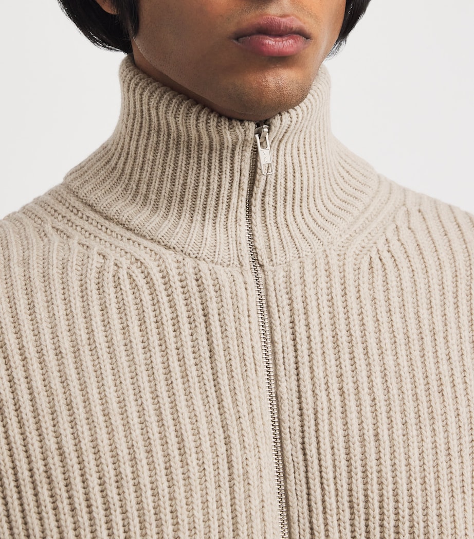 Wool-Blend Zip-Up Cardigan 806M - BEIGE MELANGE Image 6