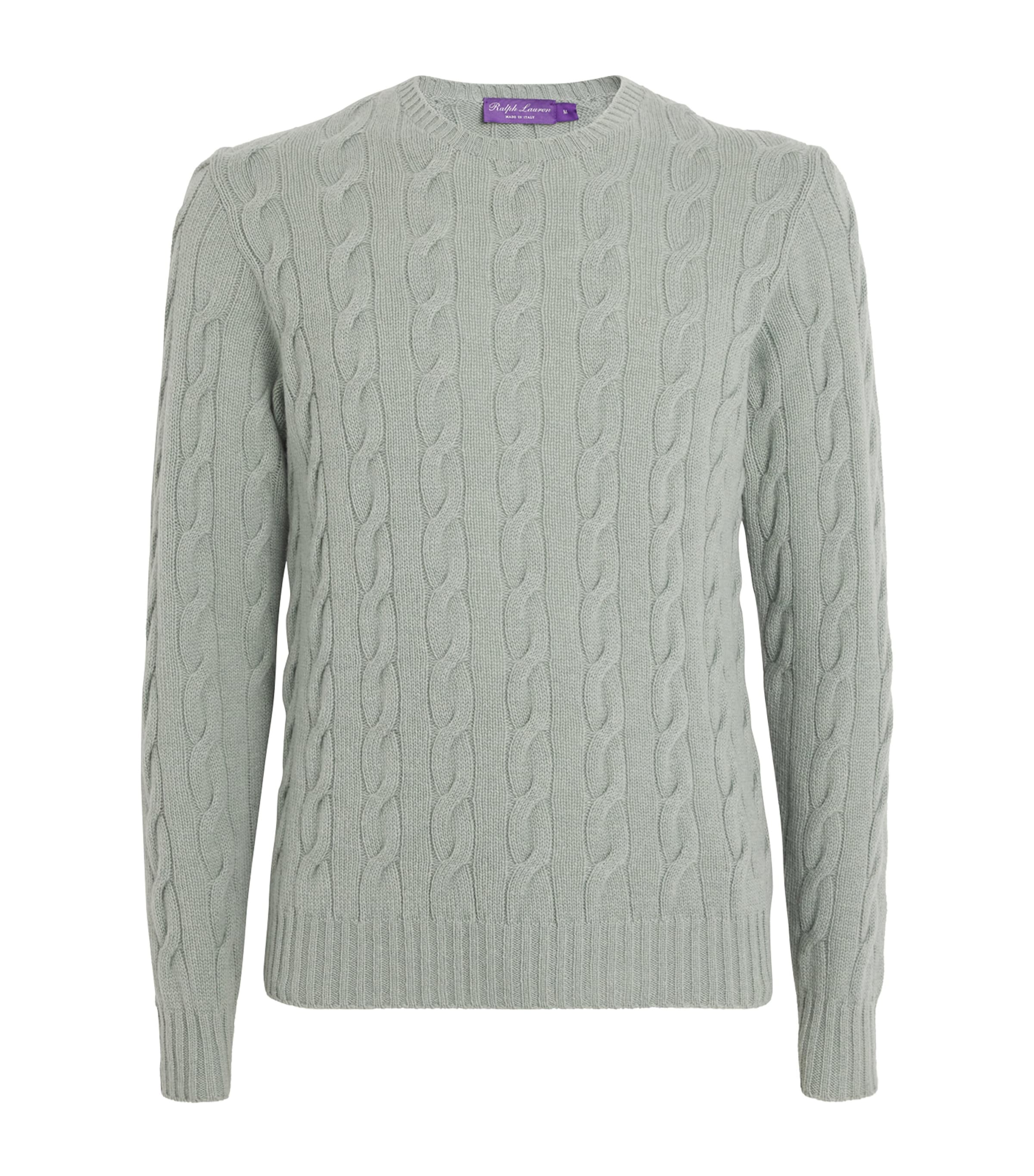 Shop Ralph Lauren Purple Label Cashmere Cable-knit Sweater In Green