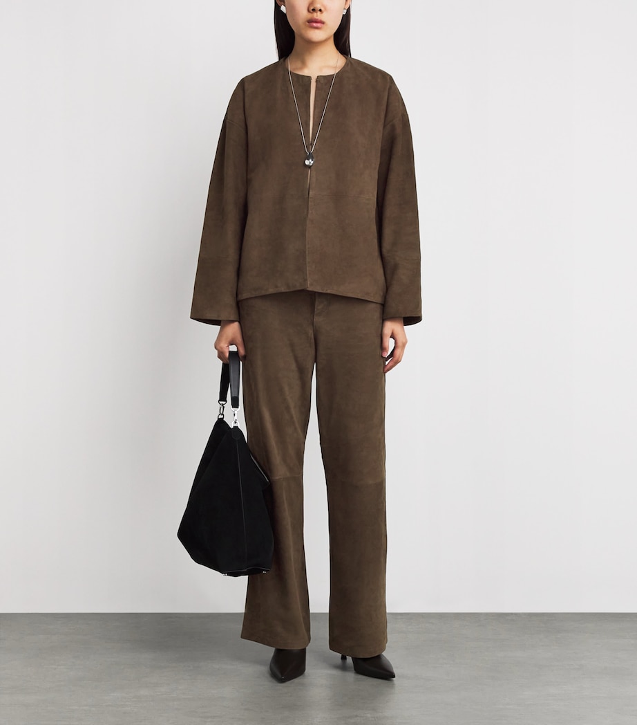 Suede Victory High-Rise Trousers PEBBLE BROWN Image 2