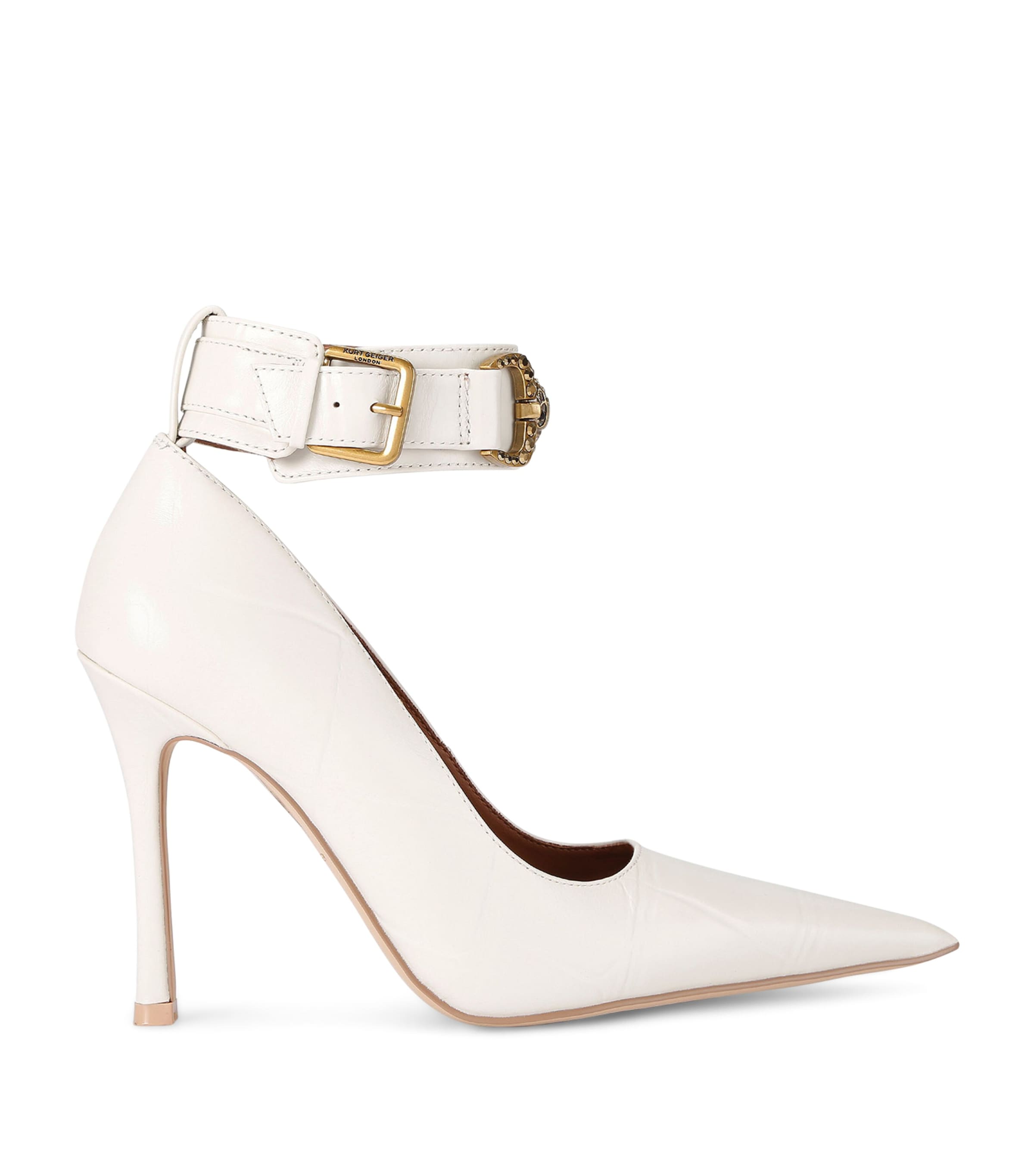 Kurt Geiger London Leather Croc-Embossed Mansion Pumps 105 Bone Image 1