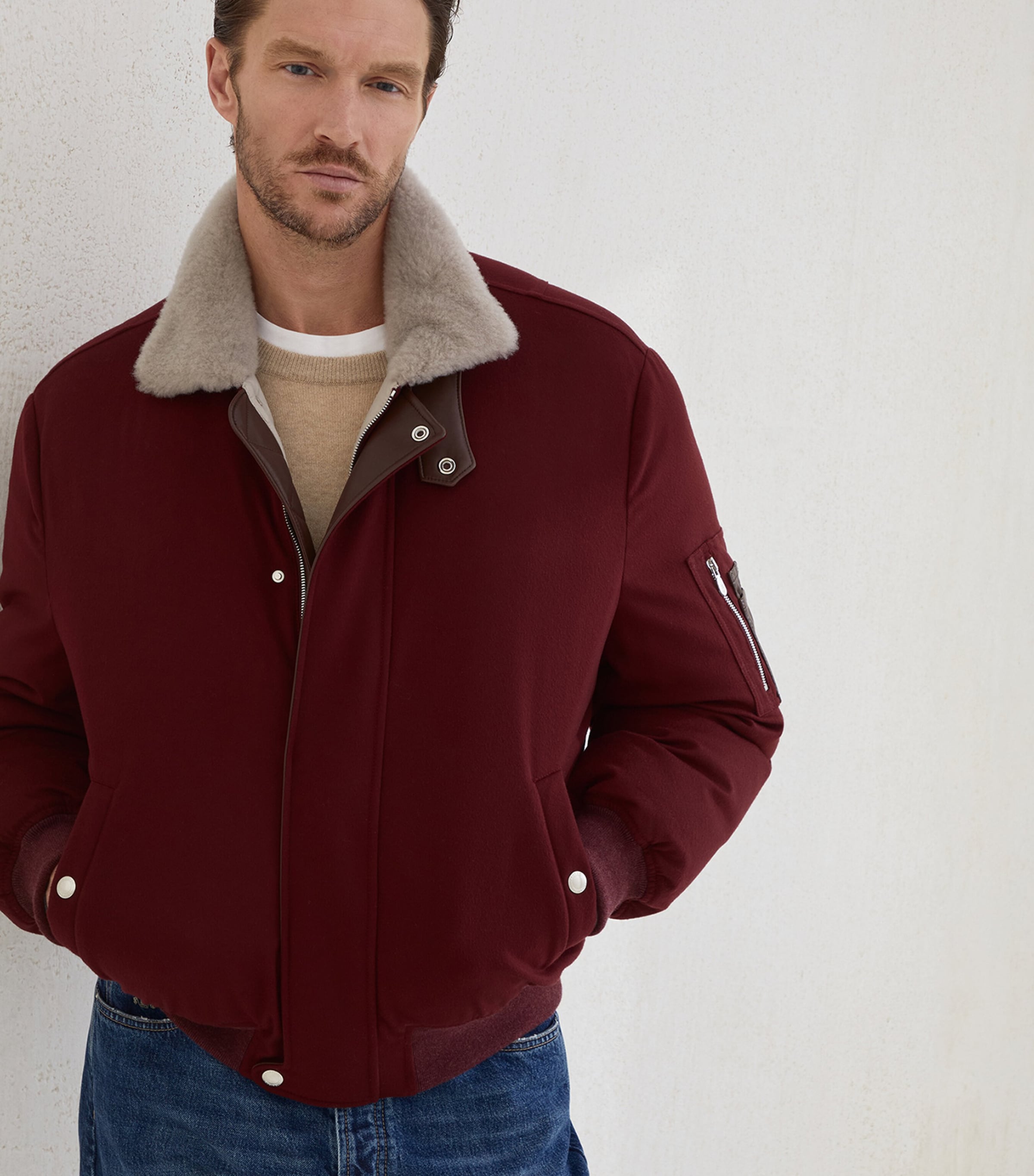 Wool Down-Filled Bomber Jacket CXG31 Image 4