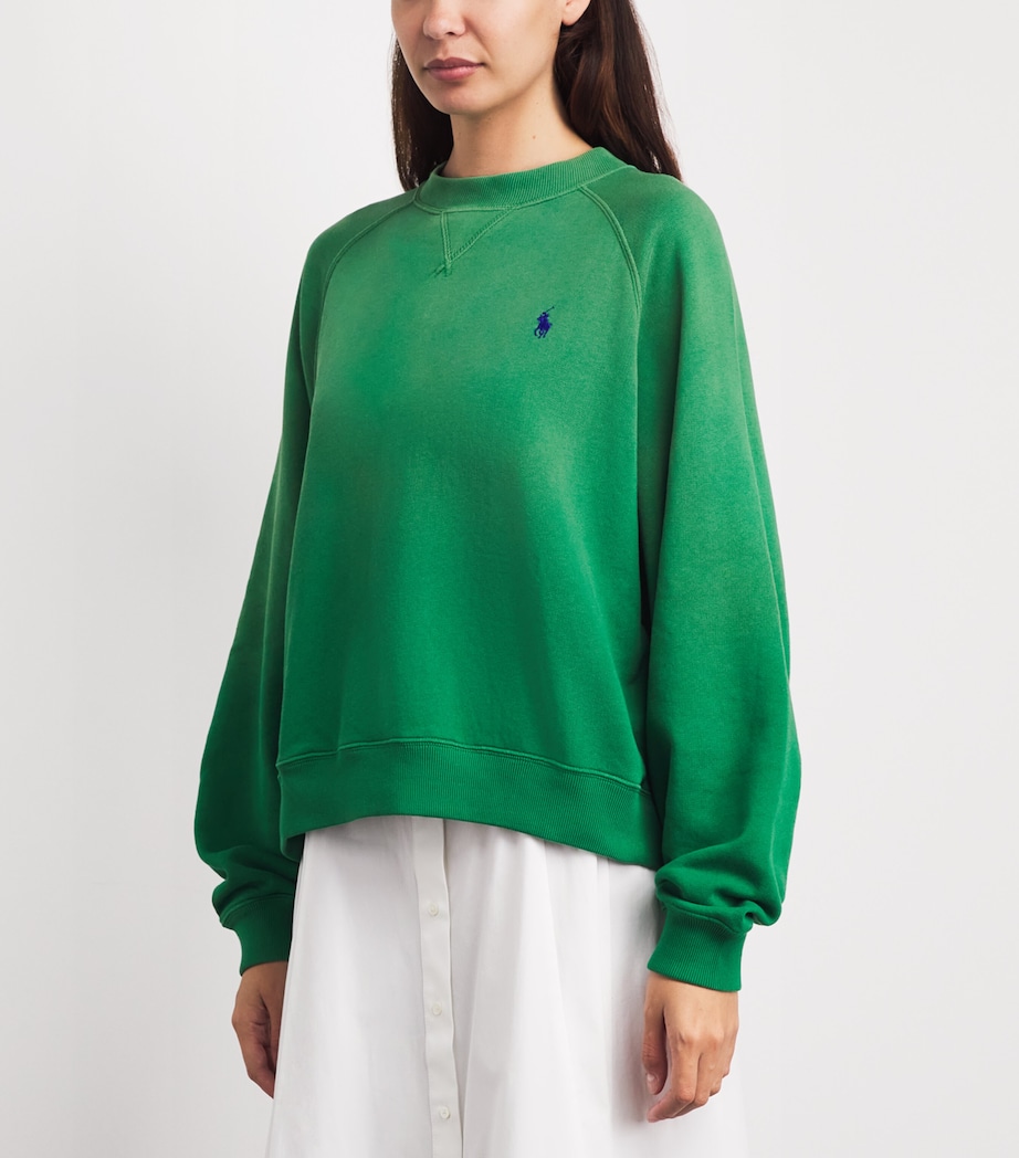 Polo Ralph Lauren Womens Cotton-Blend Polo Pony Sweatshirt Fiji Green Image 4