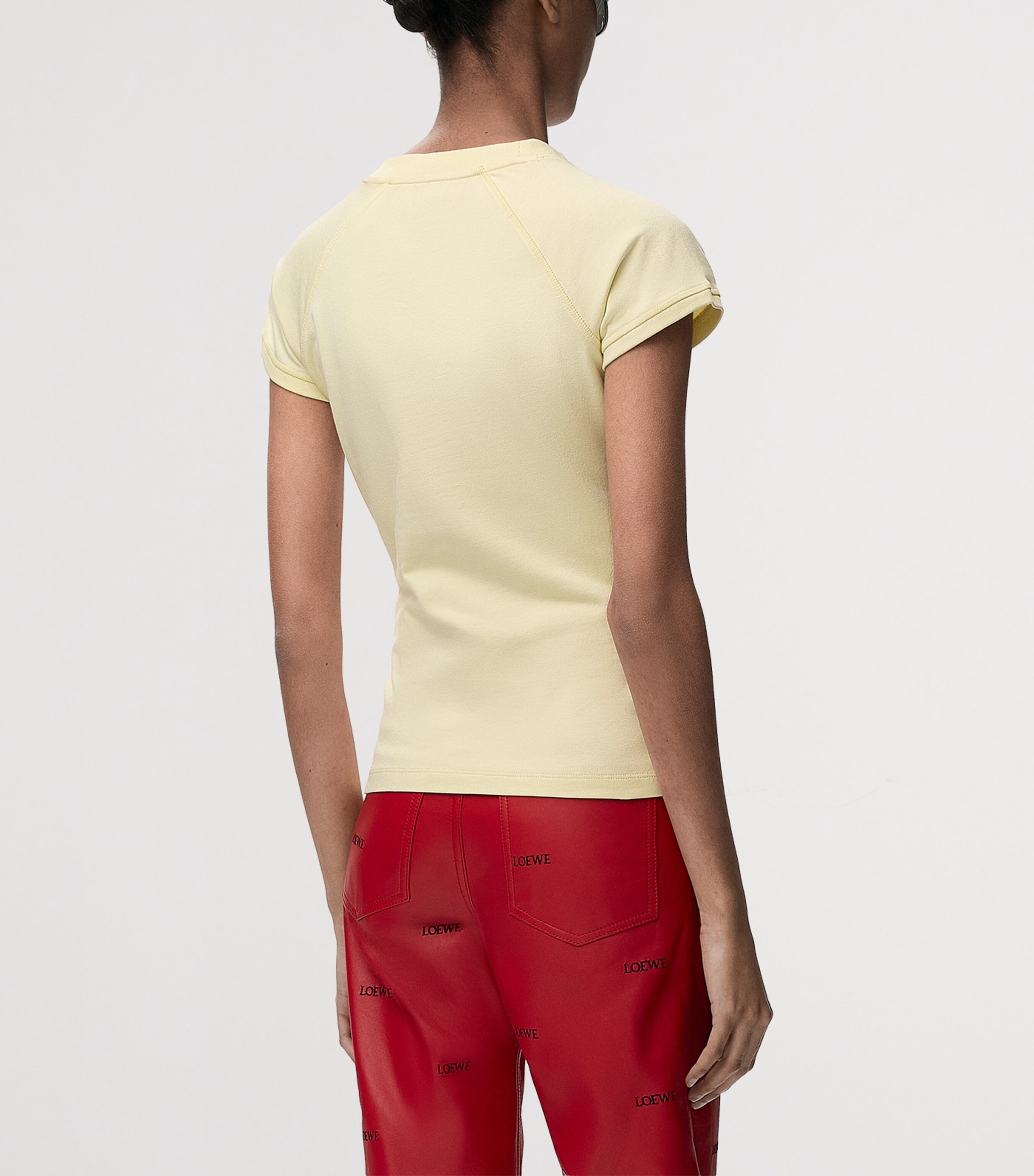 LOEWE Womens Cotton-Blend Baby T-Shirt Light Yellow Image 4