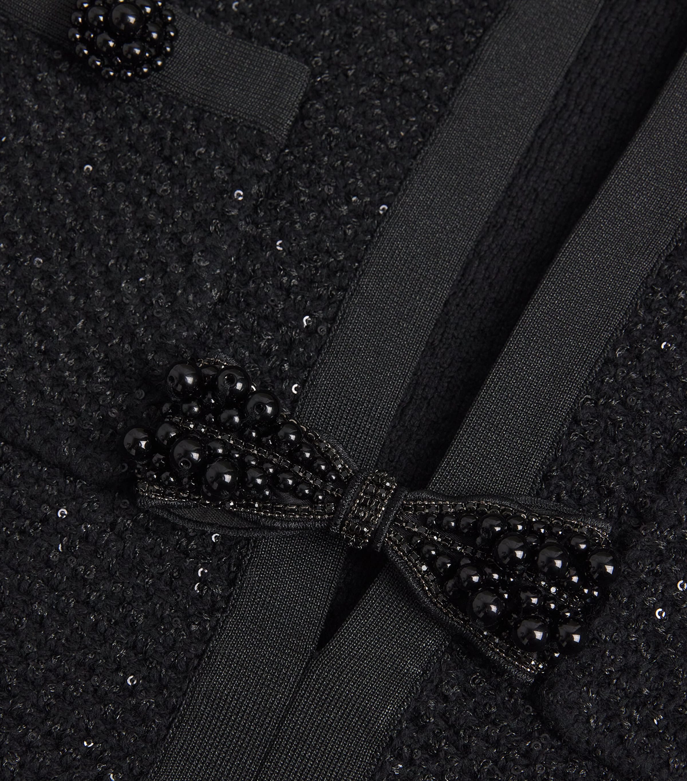 Sequinned Bow-Detail Top BLACK Image 5
