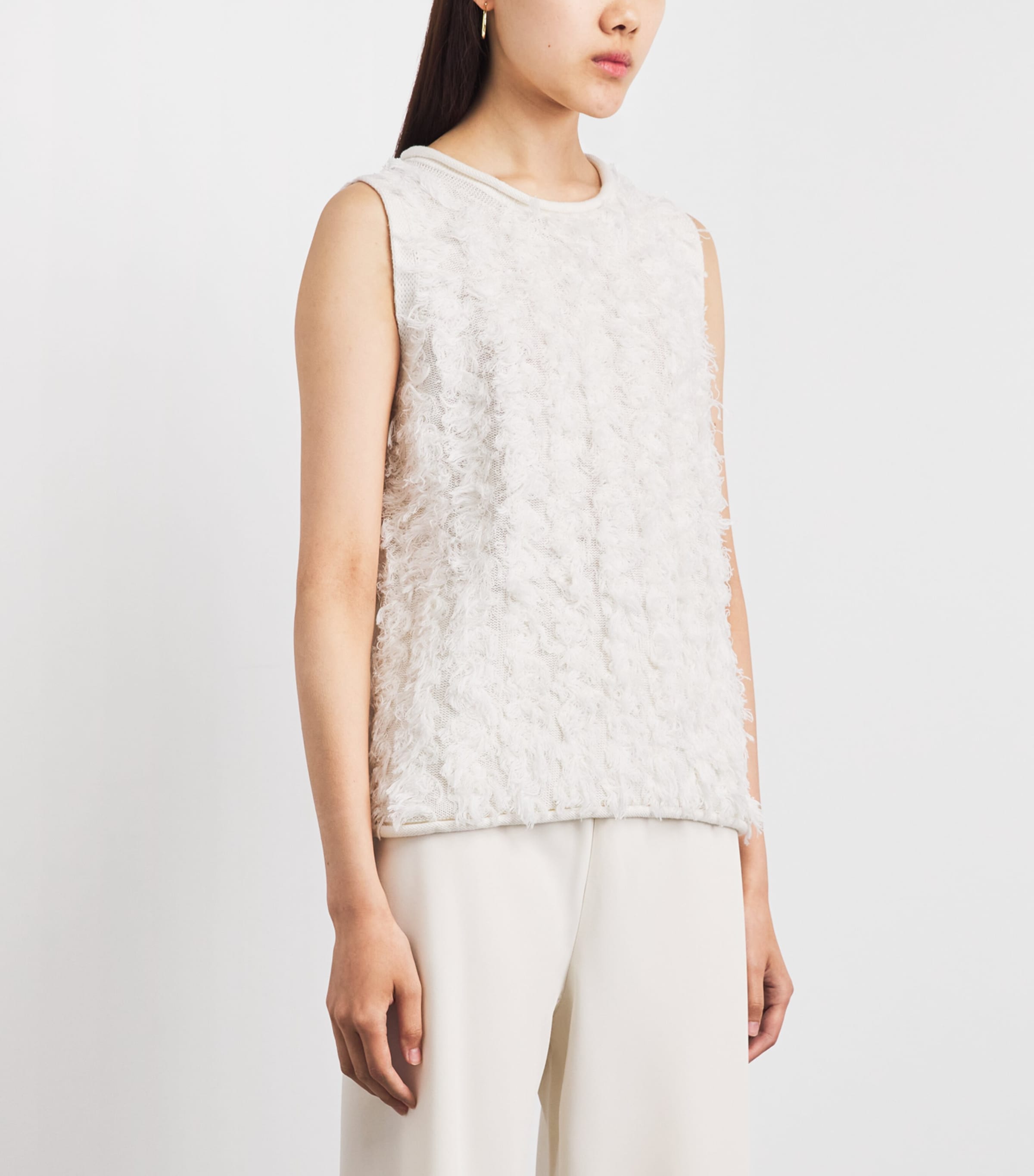 Lauren Manoogian Womens Cotton-Linen Tufted Sweater Vest Bone Image 4