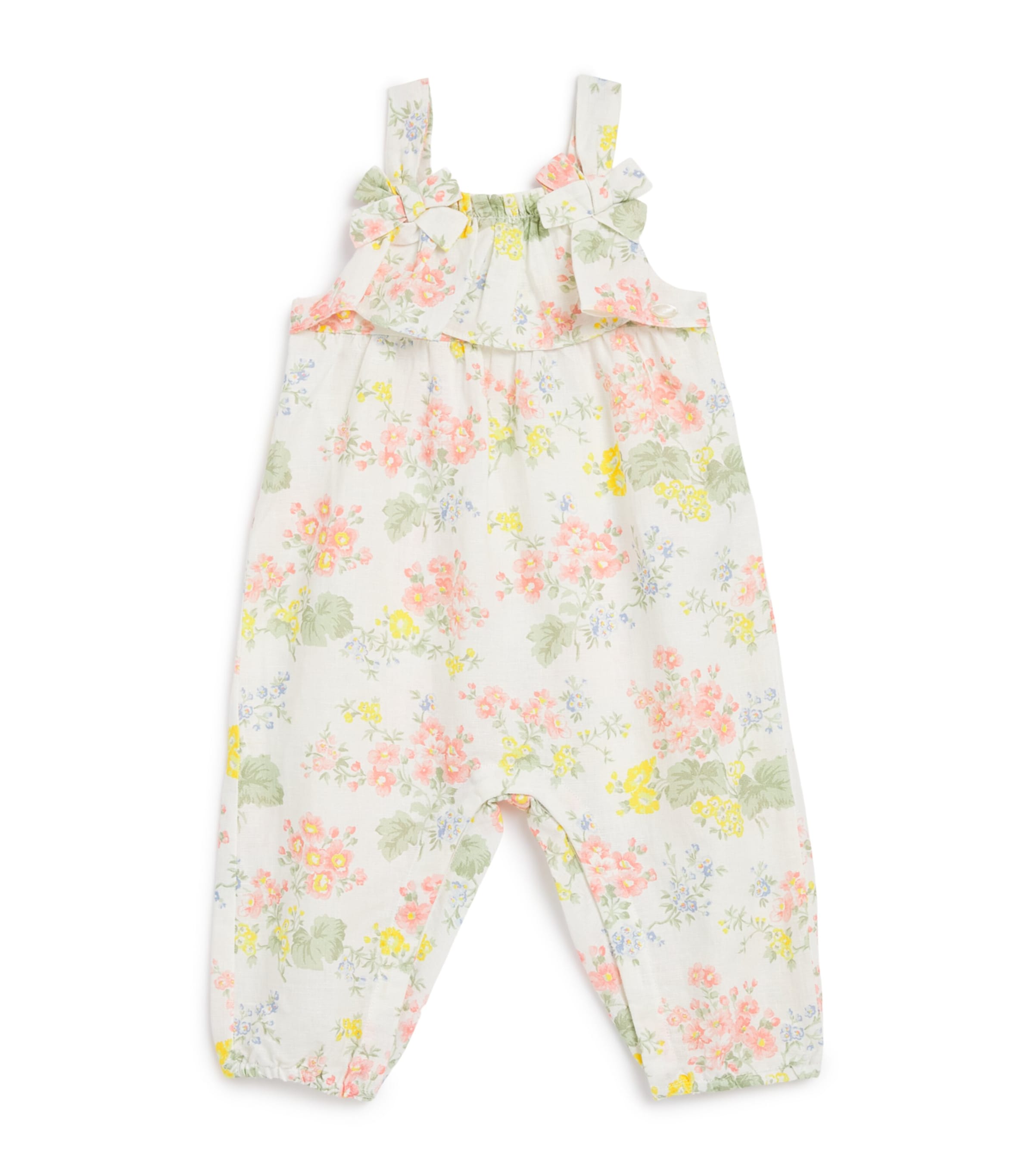 Tartine et Chocolat Linen-Cotton Floral Playsuit (3-18 Months) Nacre Image 1