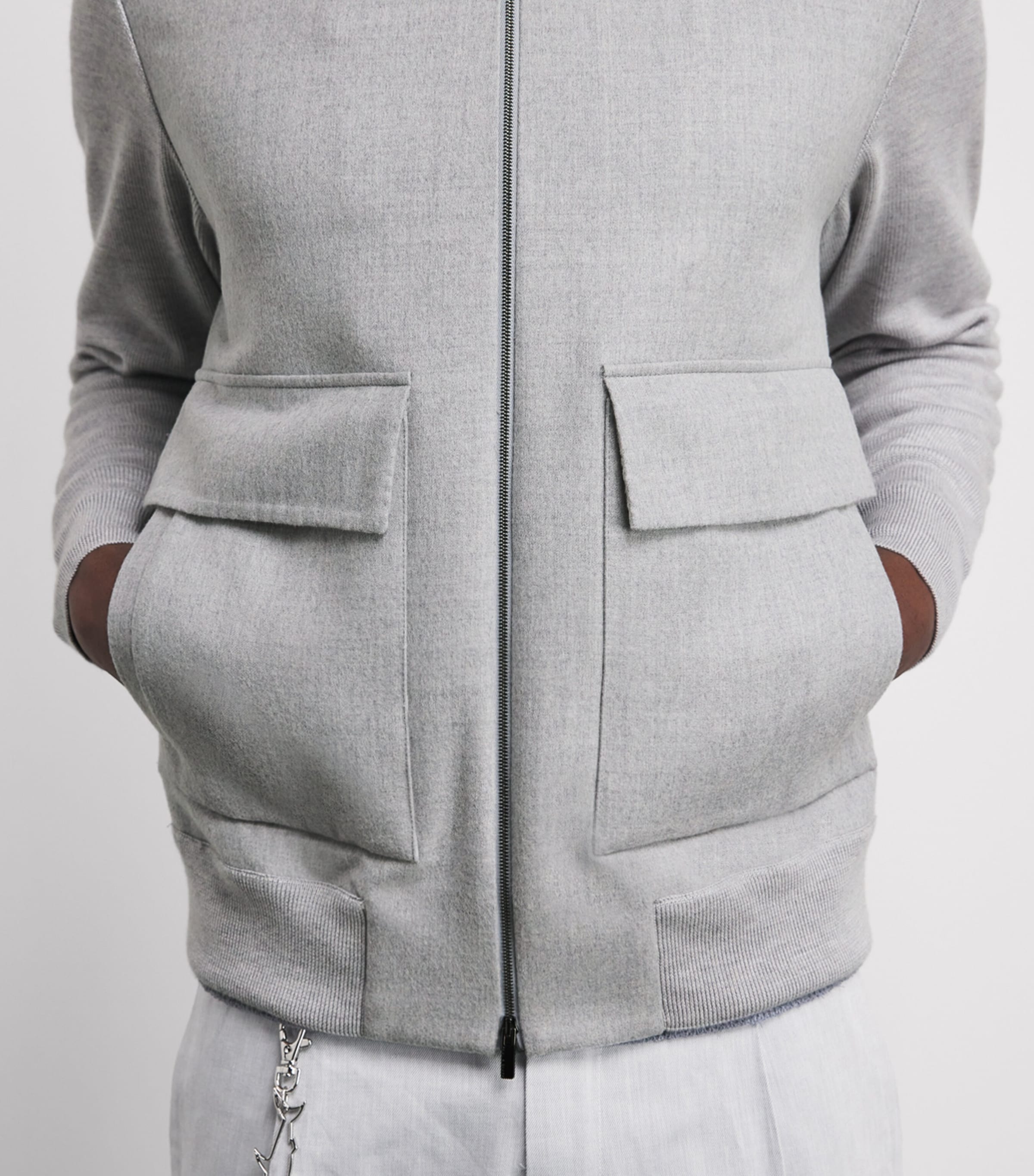 Paul & Shark Mens Wool-Silk Aliseo Bomber Jacket Light Grey Image 3
