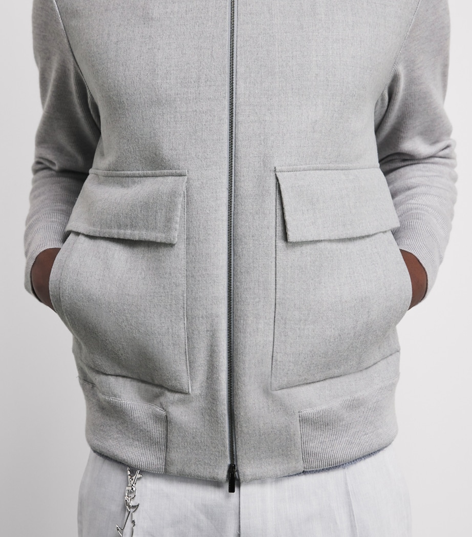 Paul & Shark Mens Wool-Silk Aliseo Bomber Jacket Light Grey Image 3