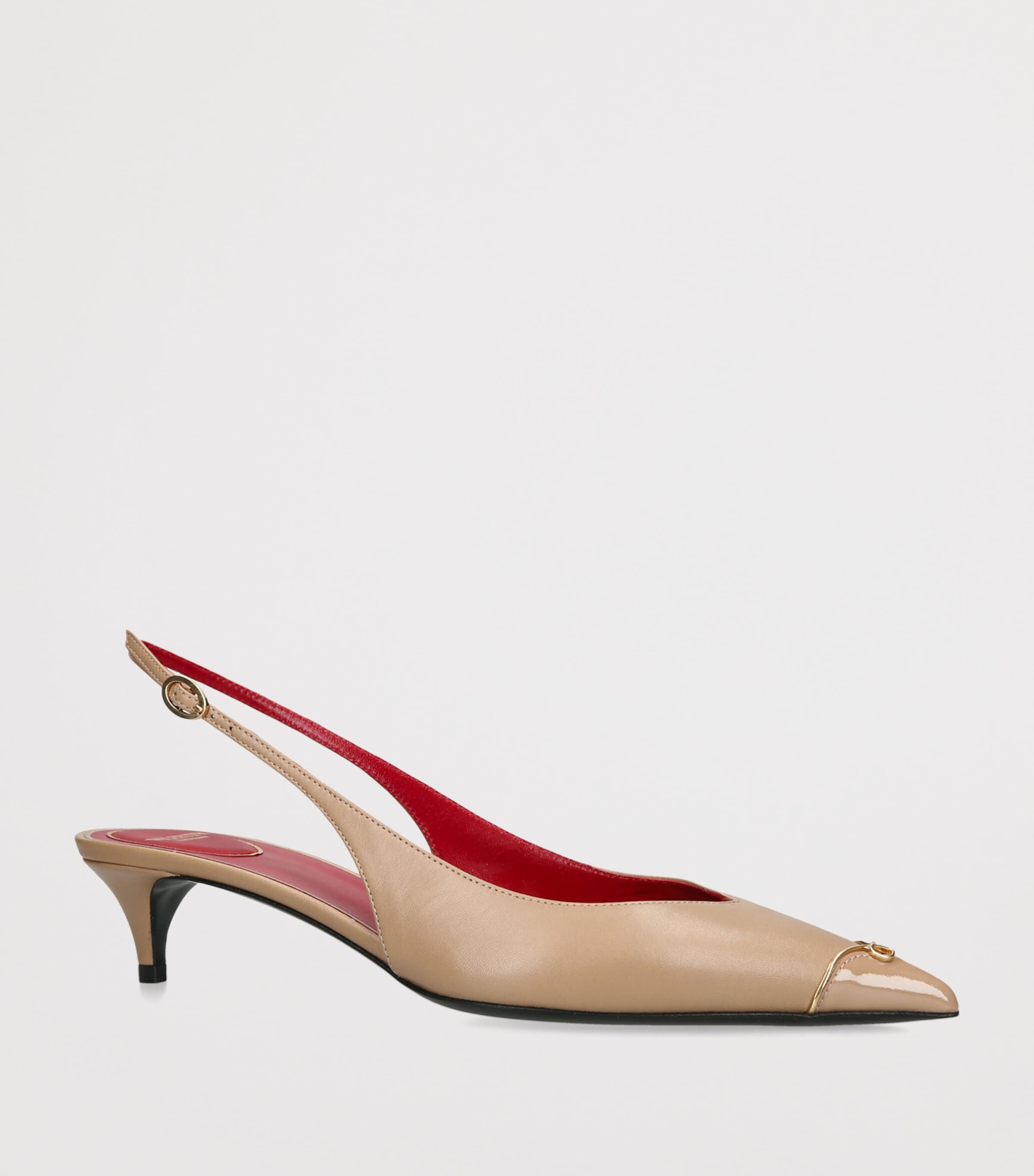 Valentino Garavani Leather Heartip Slingback Heels 35 Camel Image 3