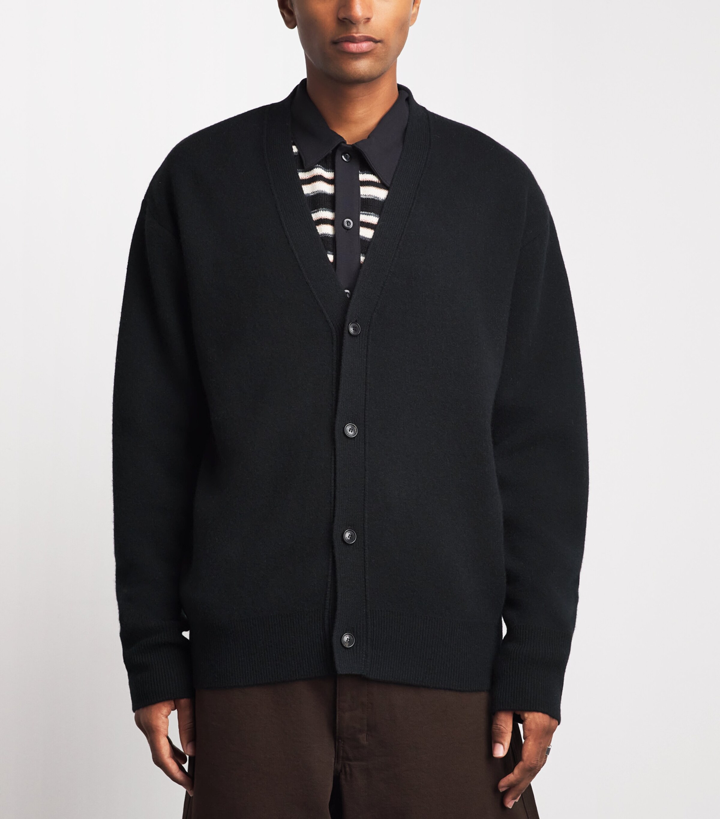 System Mens Wool-Cashmere Cardigan Black Image 4