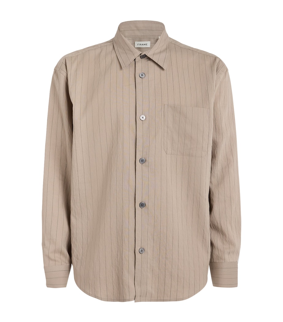 FRAME Mens Cotton Stripe Shirt Bgst Beige Stripe Image 1