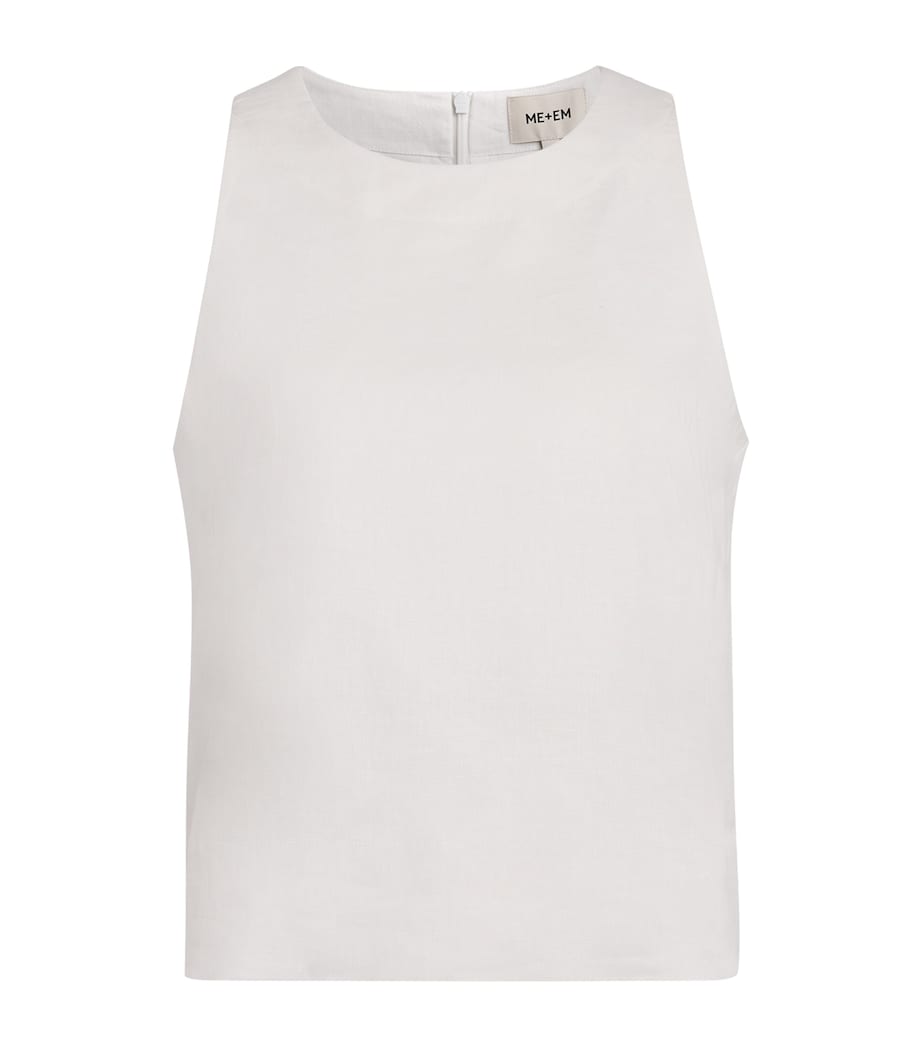 ME+EM Womens Linen-Blend Creaseless Shell Top Soft White Image 1
