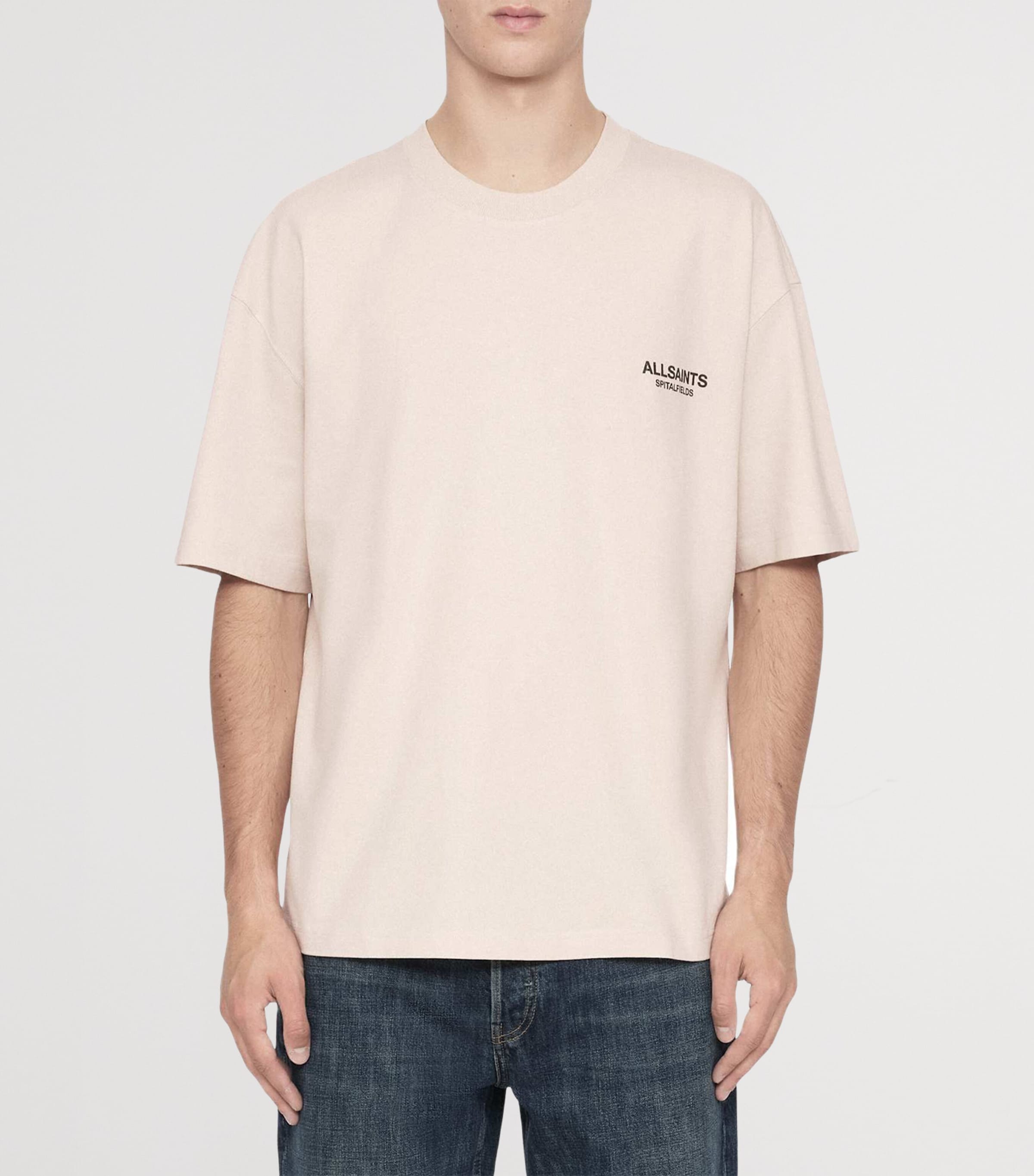 AllSaints Mens Organic Cotton Shadow T-Shirt Taupe White Image 3