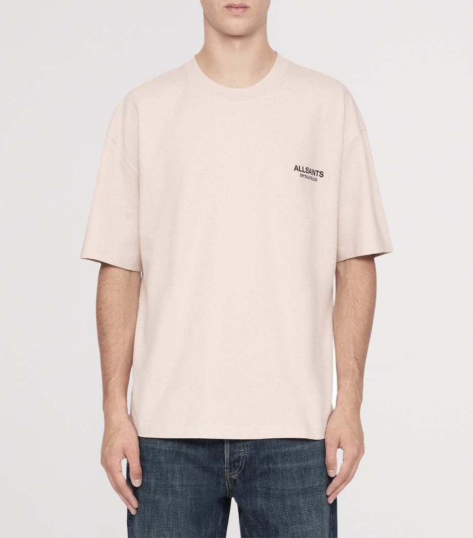 AllSaints Mens Organic Cotton Shadow T-Shirt Taupe White Image 3