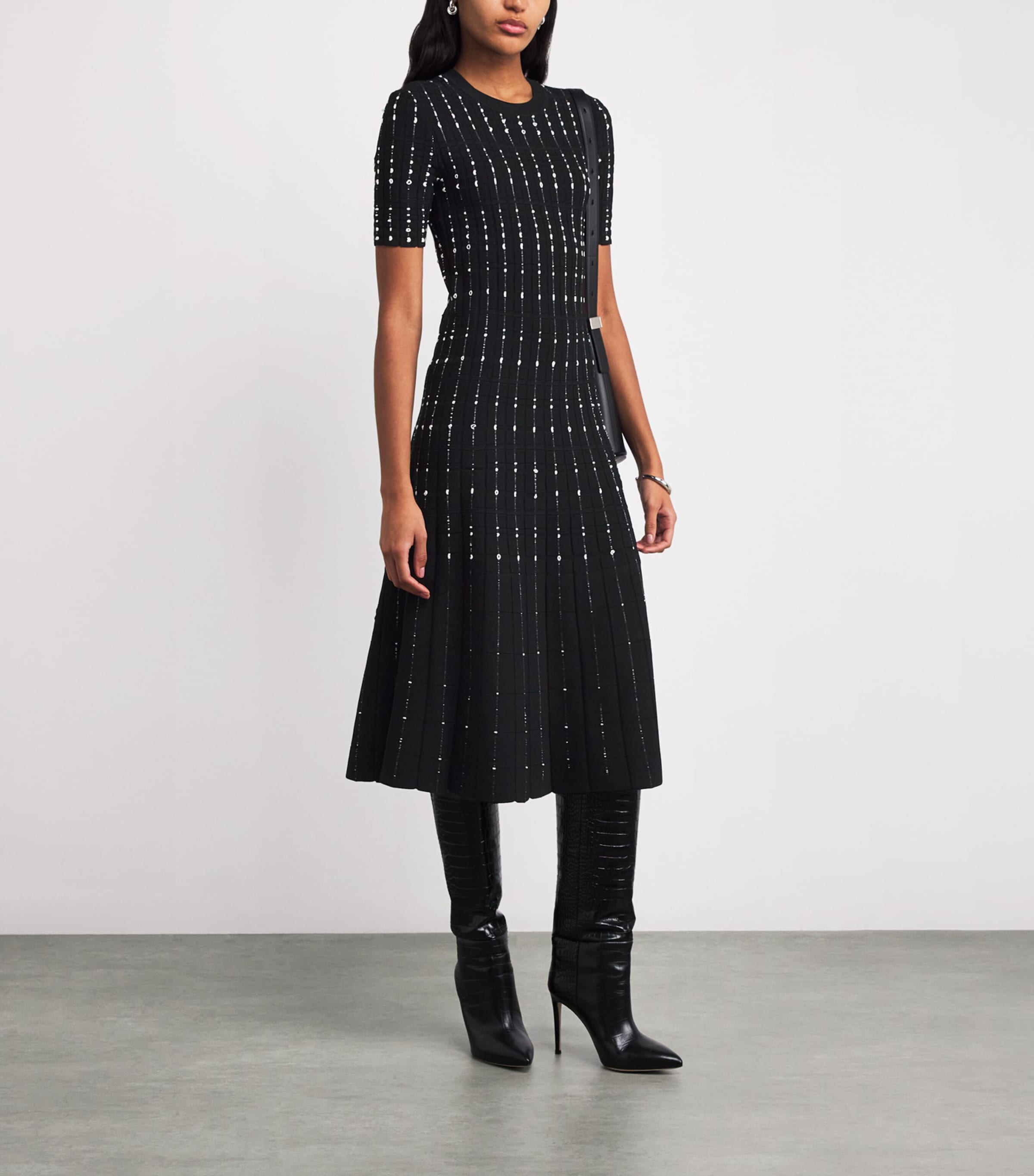 Fragmented Stripes Dress BLACK/IVORY Image 2