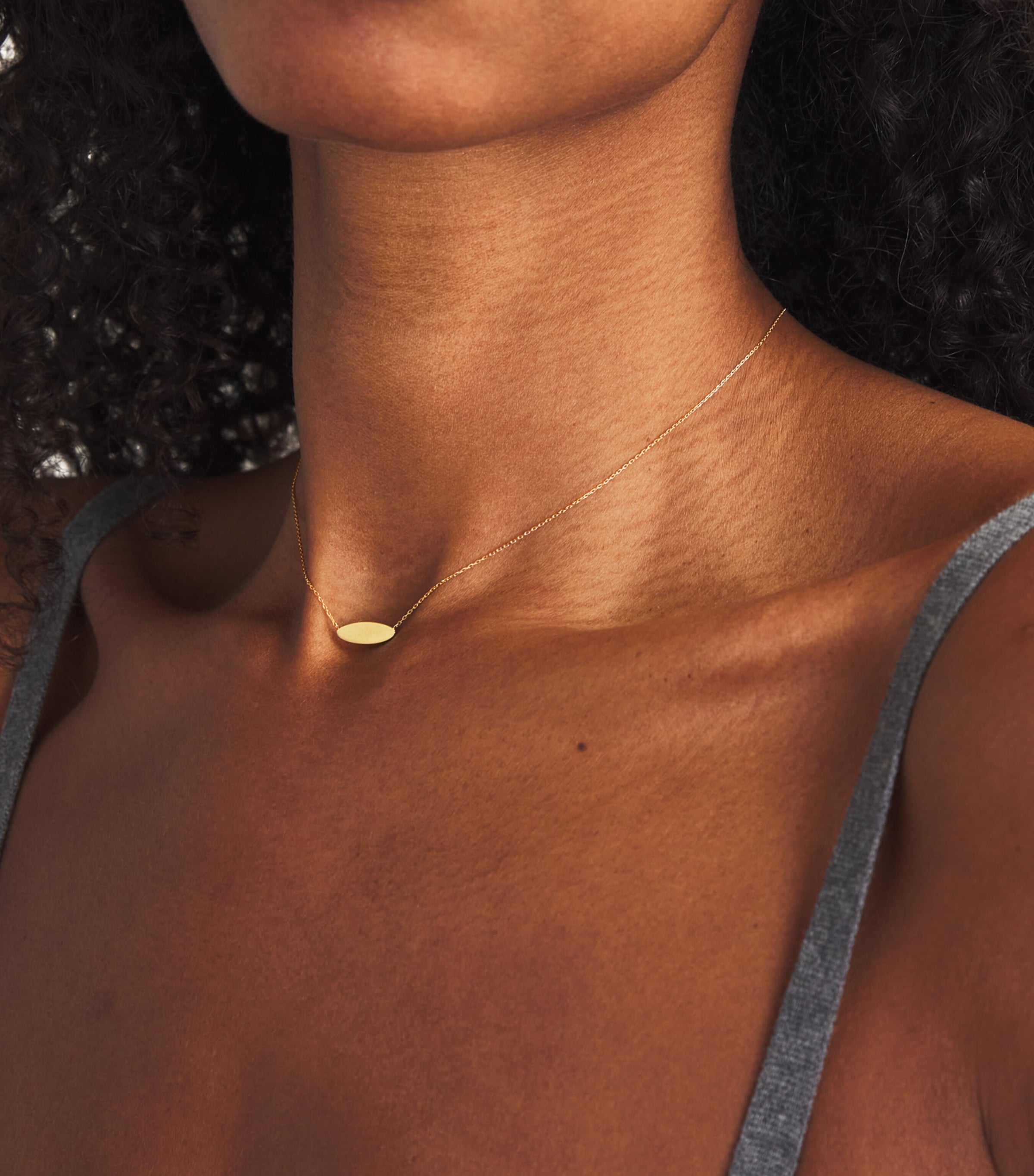 Astrid & Miyu Yellow Gold Plain Pendant Necklace Gold Image 2
