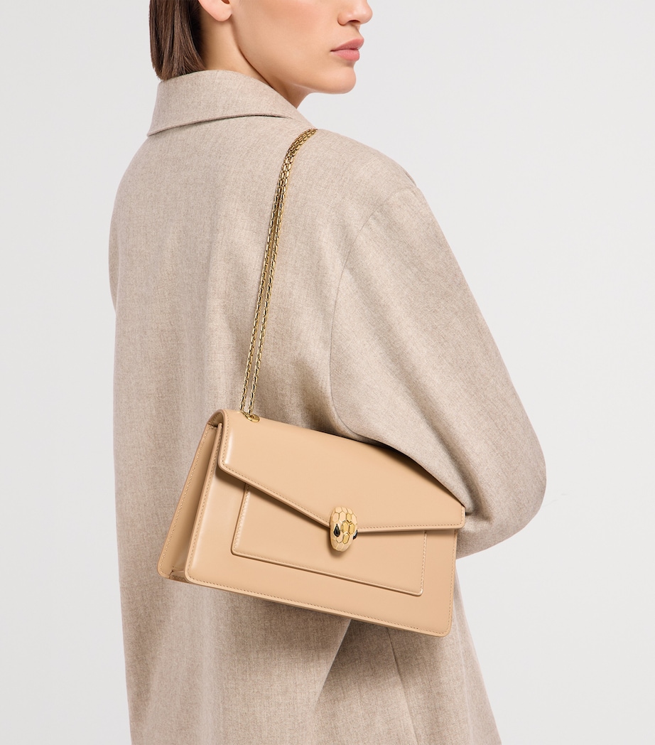 Leather Serpenti Forever Shoulder Bag BEIGE Image 4