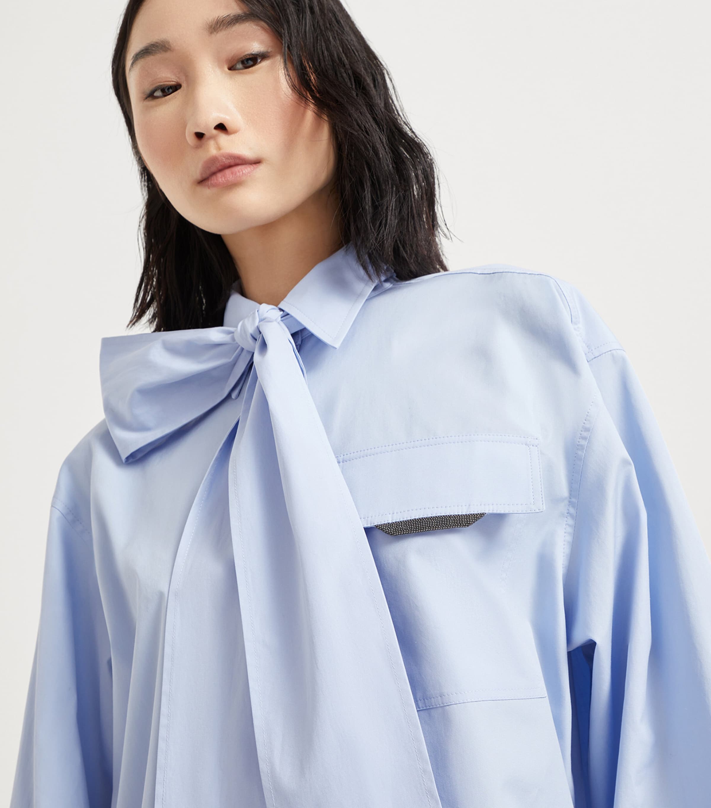 Cotton Poplin Pussybow Shirt C172 Image 6