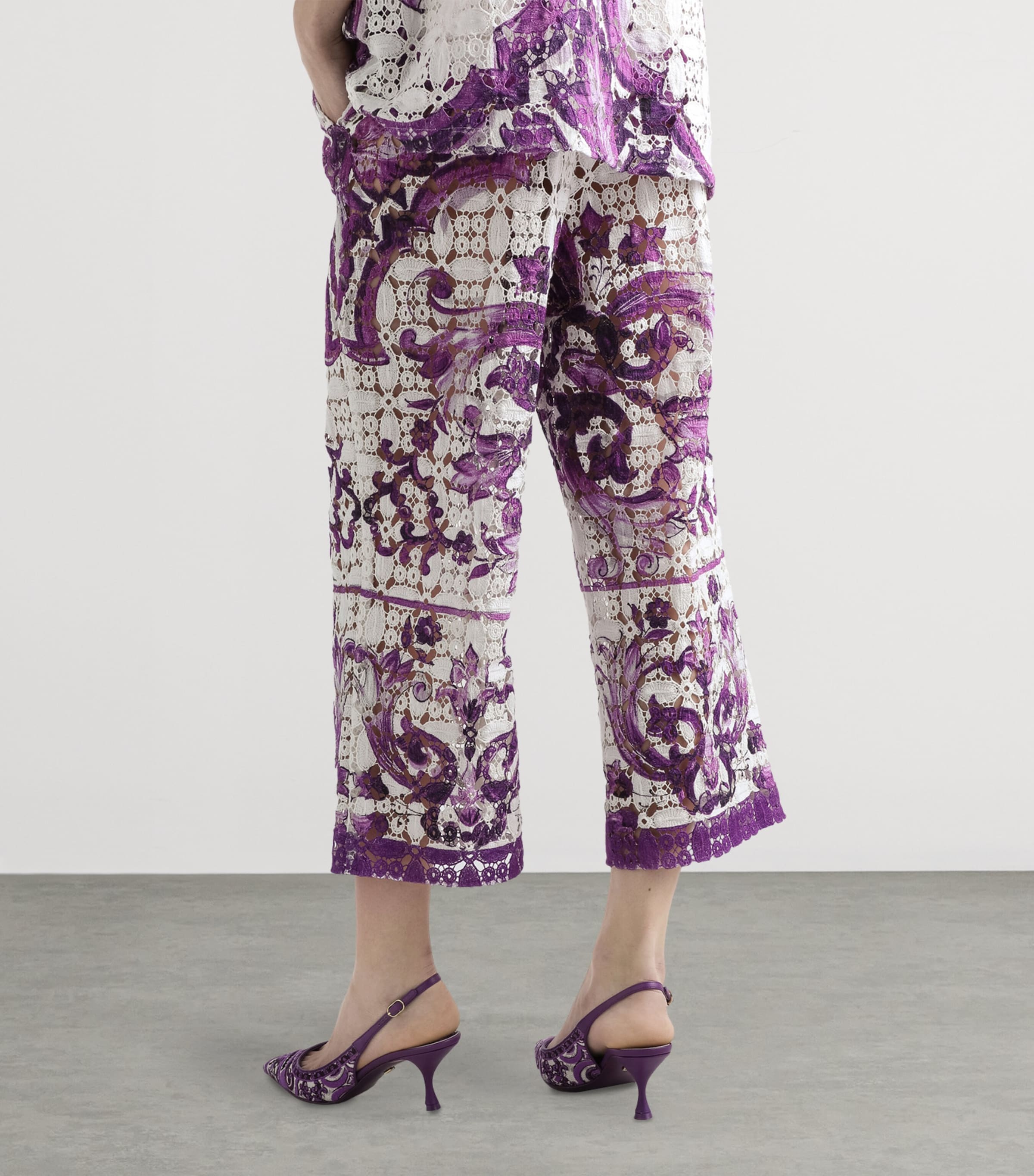 Majolica Print Lace Cropped Trousers IP3TN-MIX MAIOLICA V Image 5