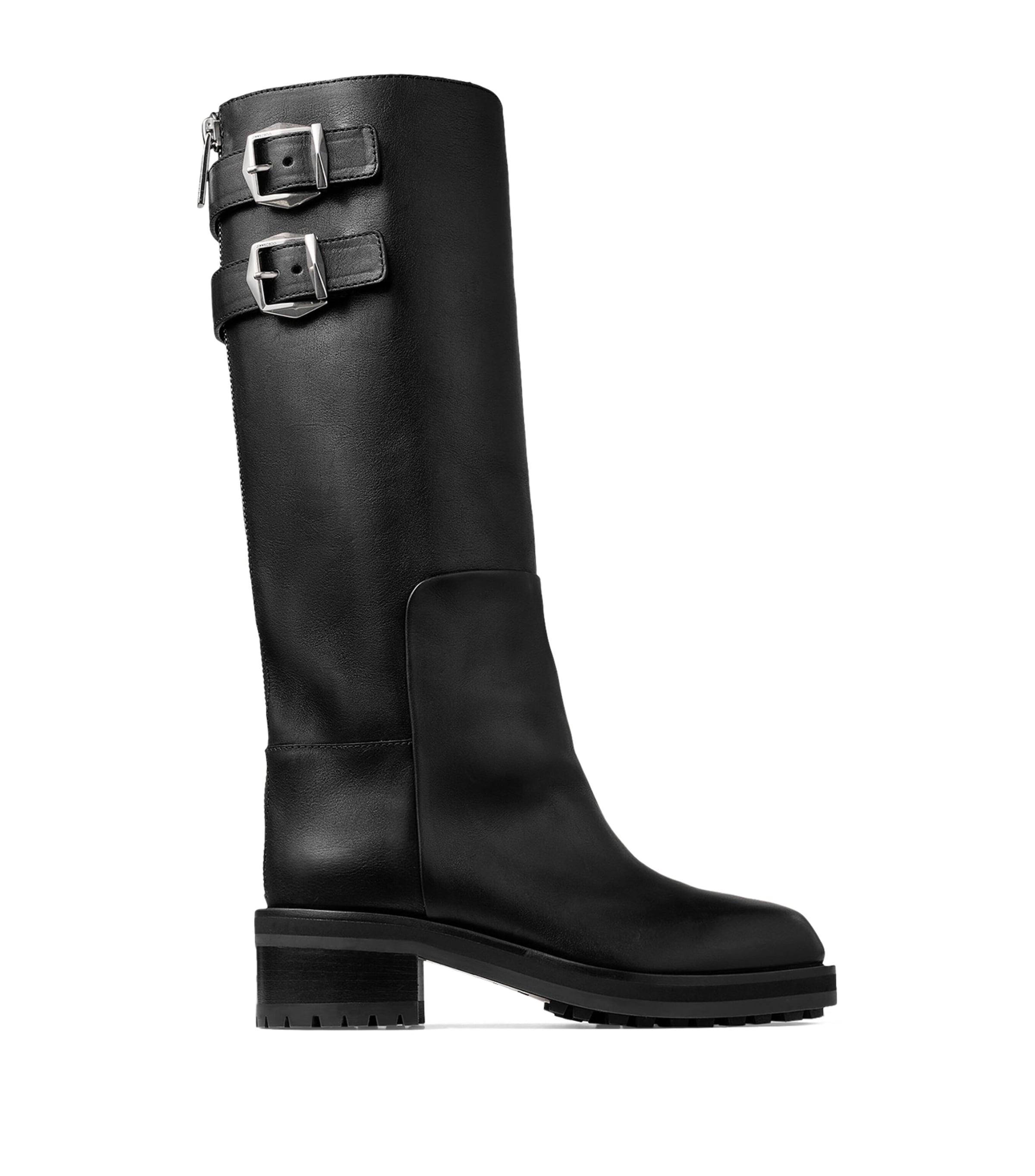 Shop Jimmy Choo Brooklyn 50 Leather Knee-high Boots In Black