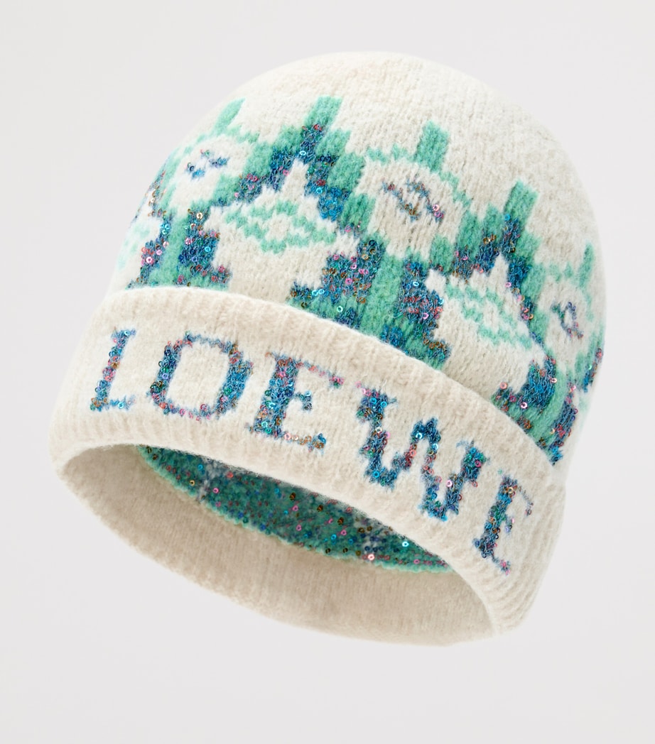 Wool-Blend Fair Isle Beanie WHITE/MINT Image 3