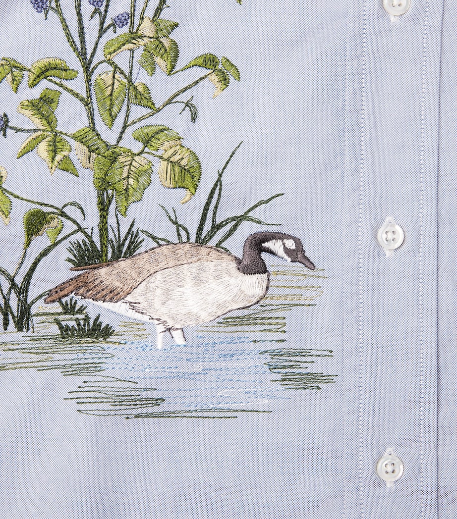 Cotton Embroidered Scenic Goose Shirt LIGHT BLUE Image 5