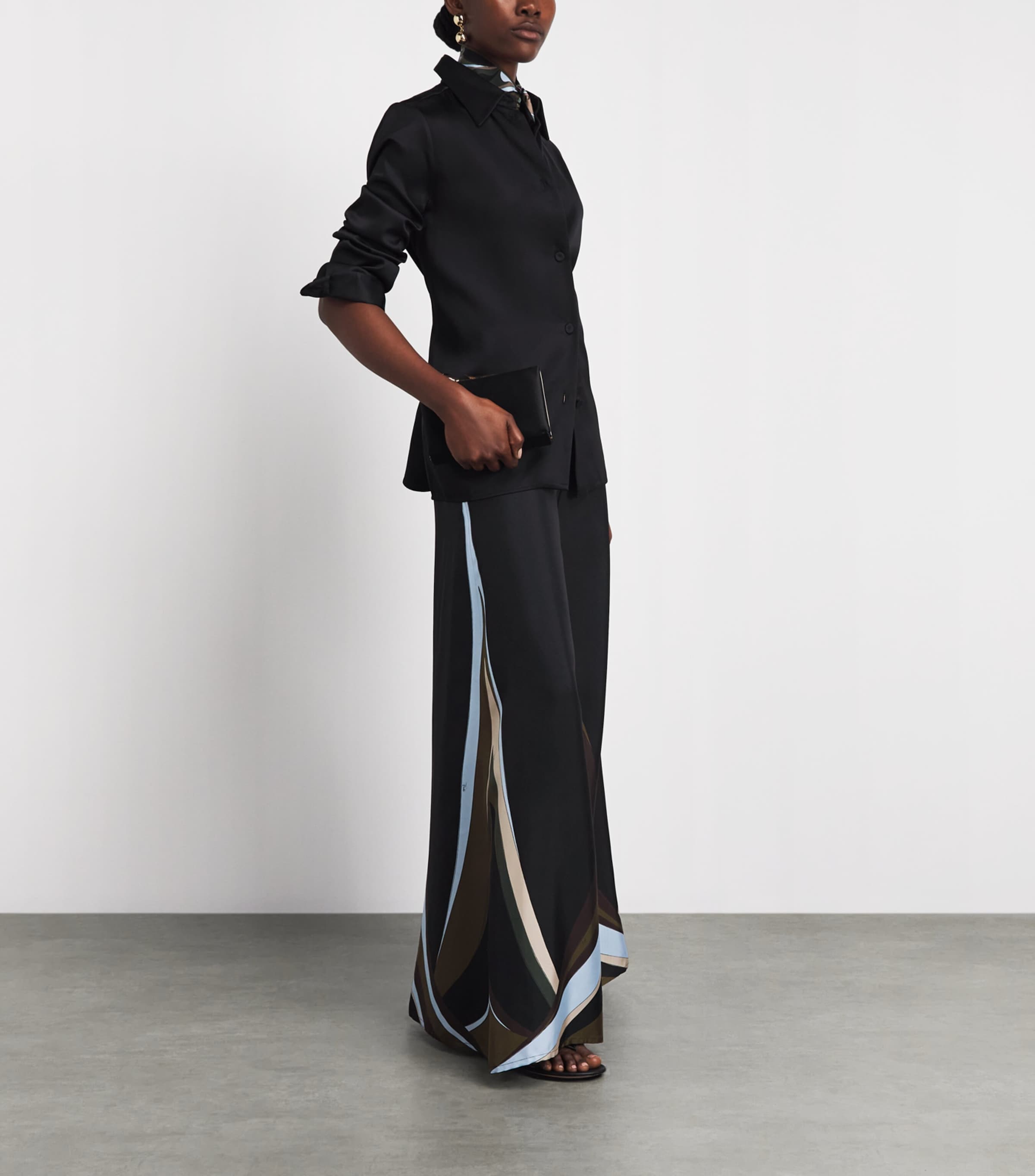 PUCCI Womens Silk Fari Wide-Leg Trousers Khaki Image 2