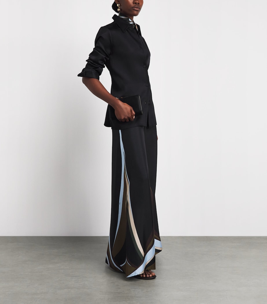 PUCCI Womens Silk Fari Wide-Leg Trousers Khaki Image 2
